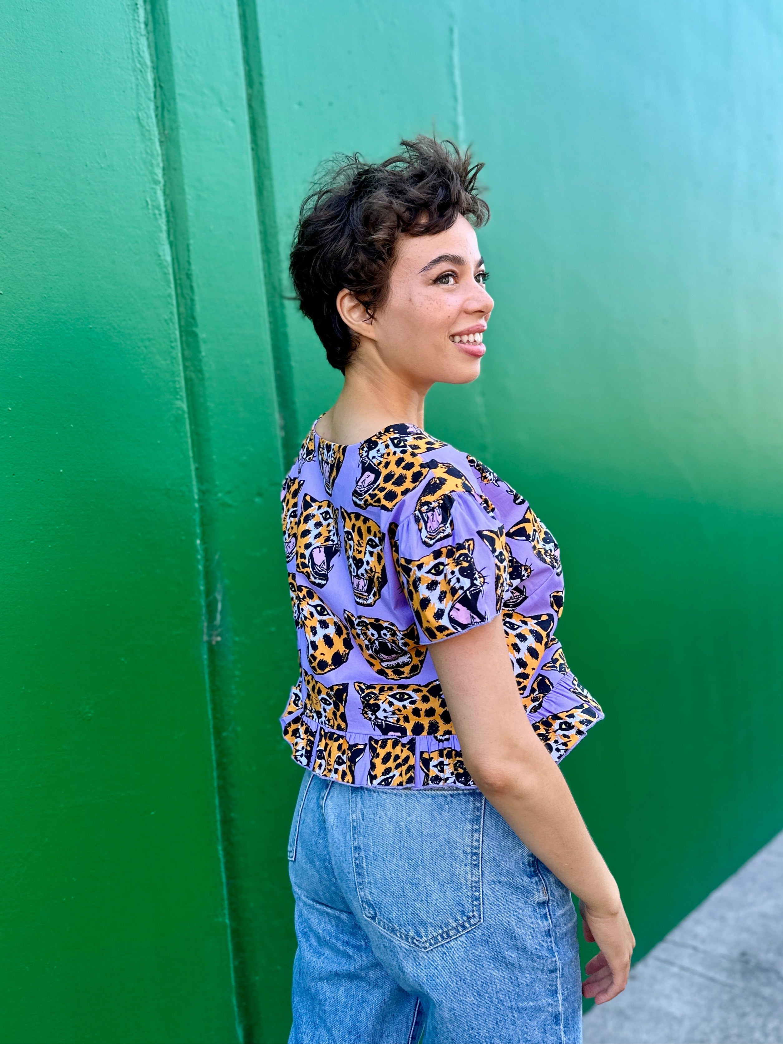 Gail Top Cheetah Head