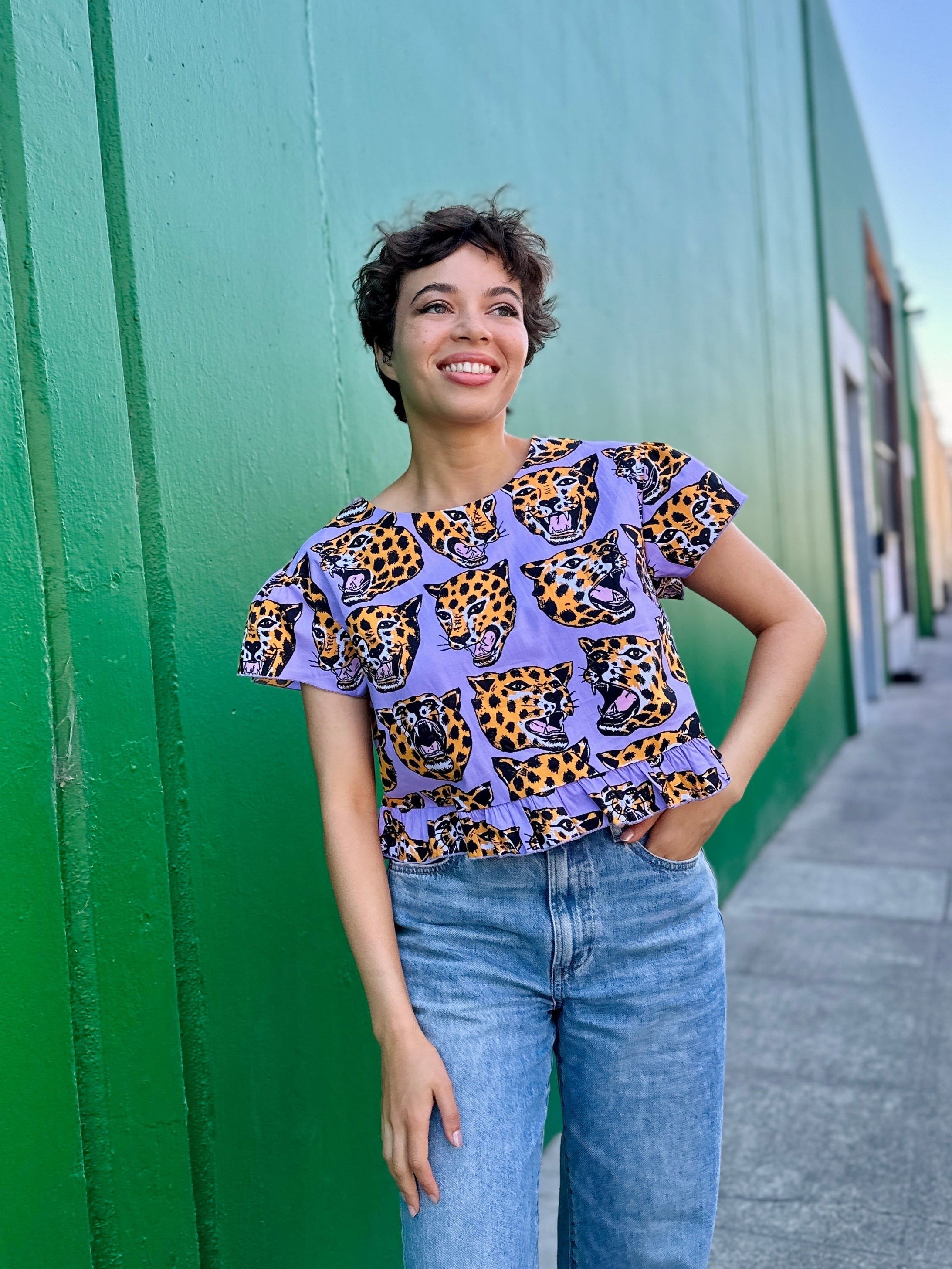 Gail Top Cheetah Head