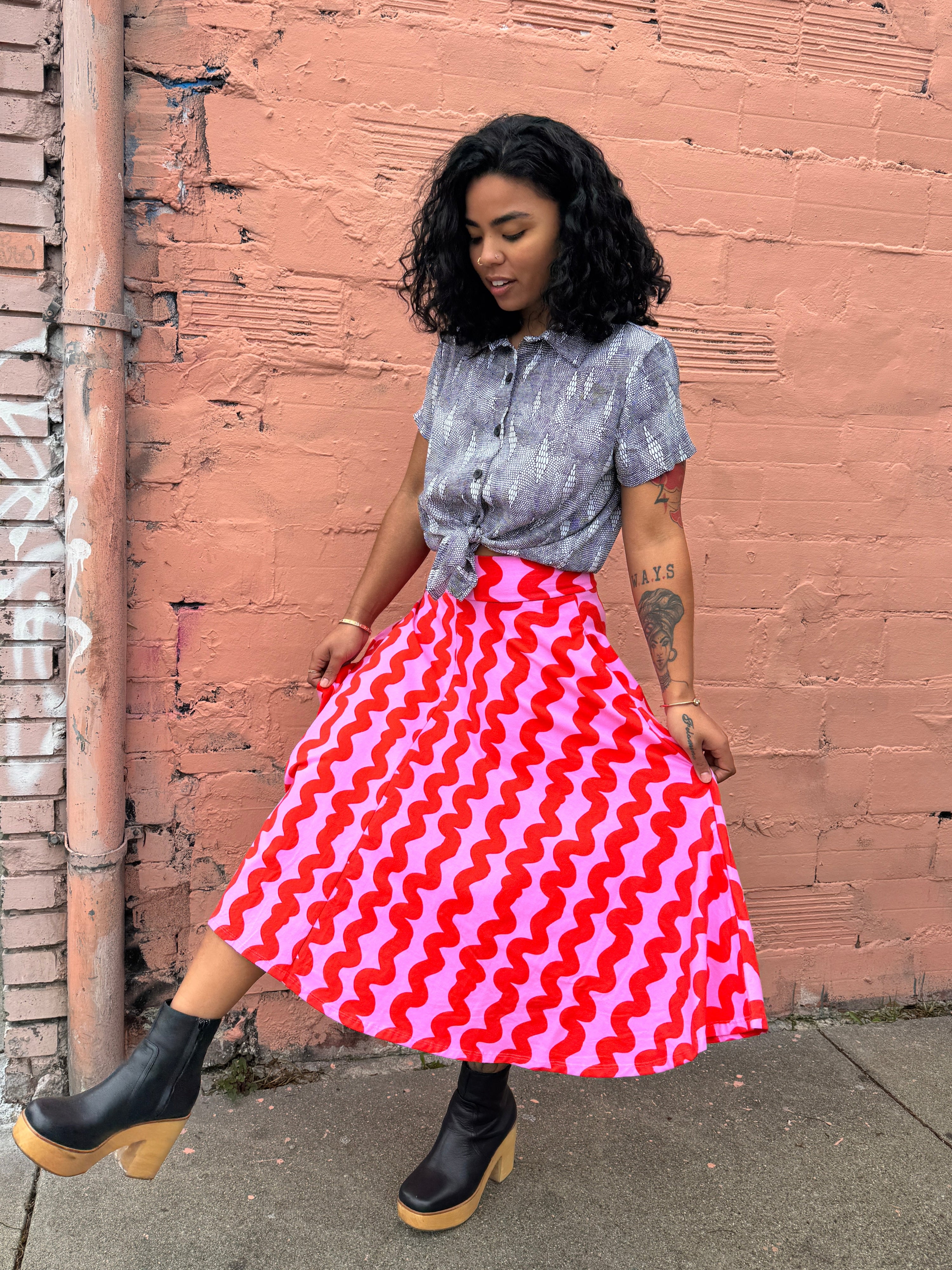 Francis Skirt Pink Squiggle