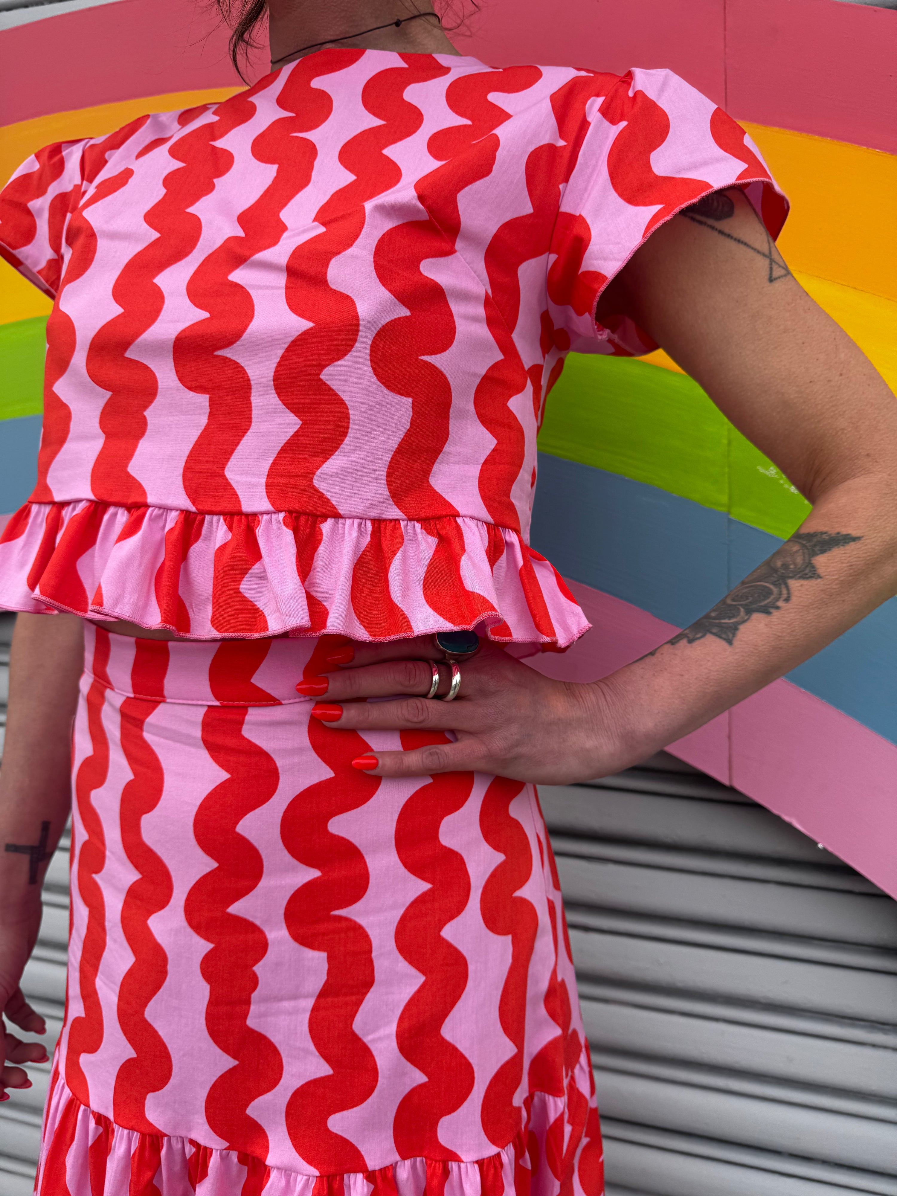 Gail Top Pink Squiggle