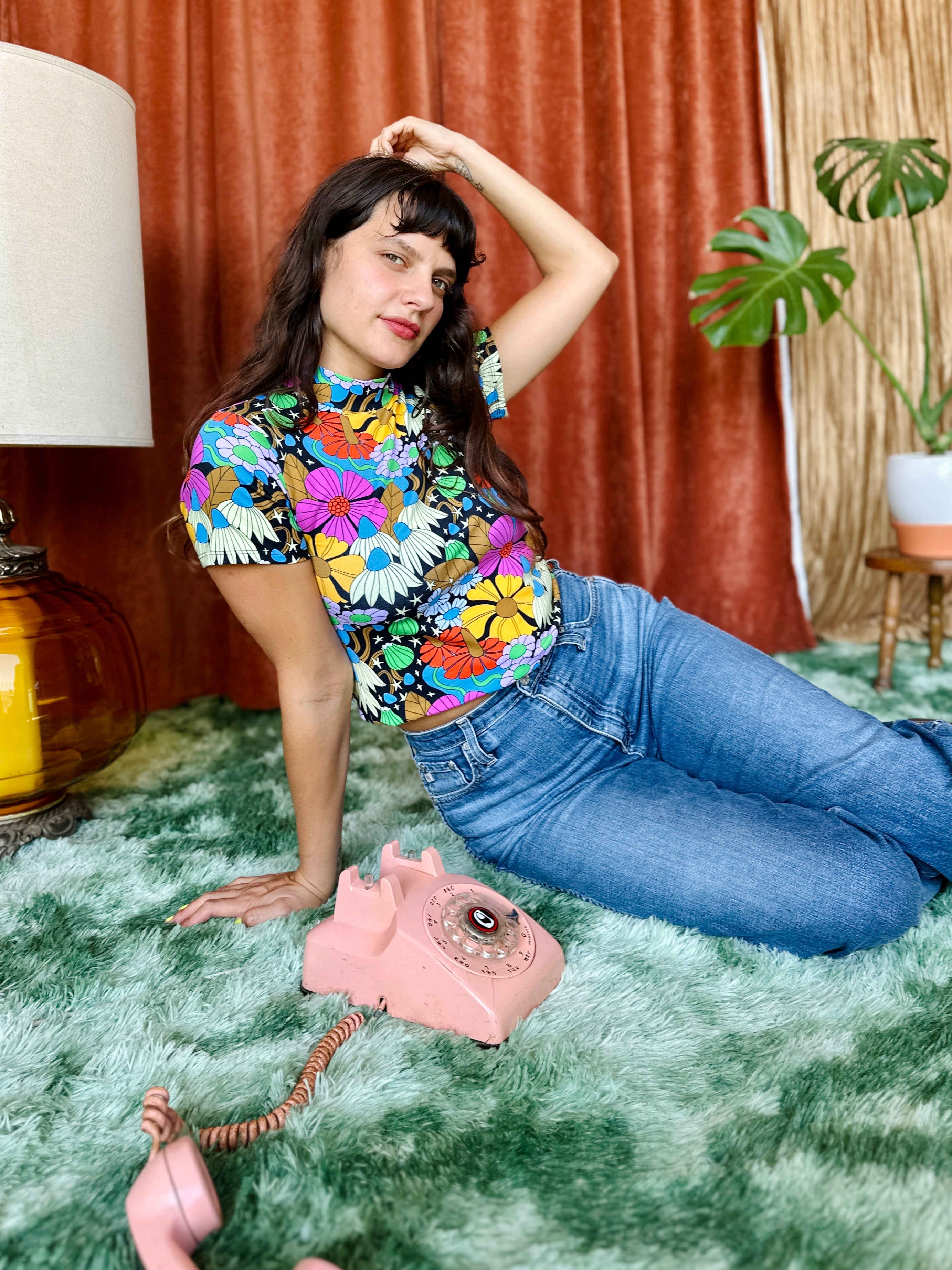 Mock Neck Cosmic Floral