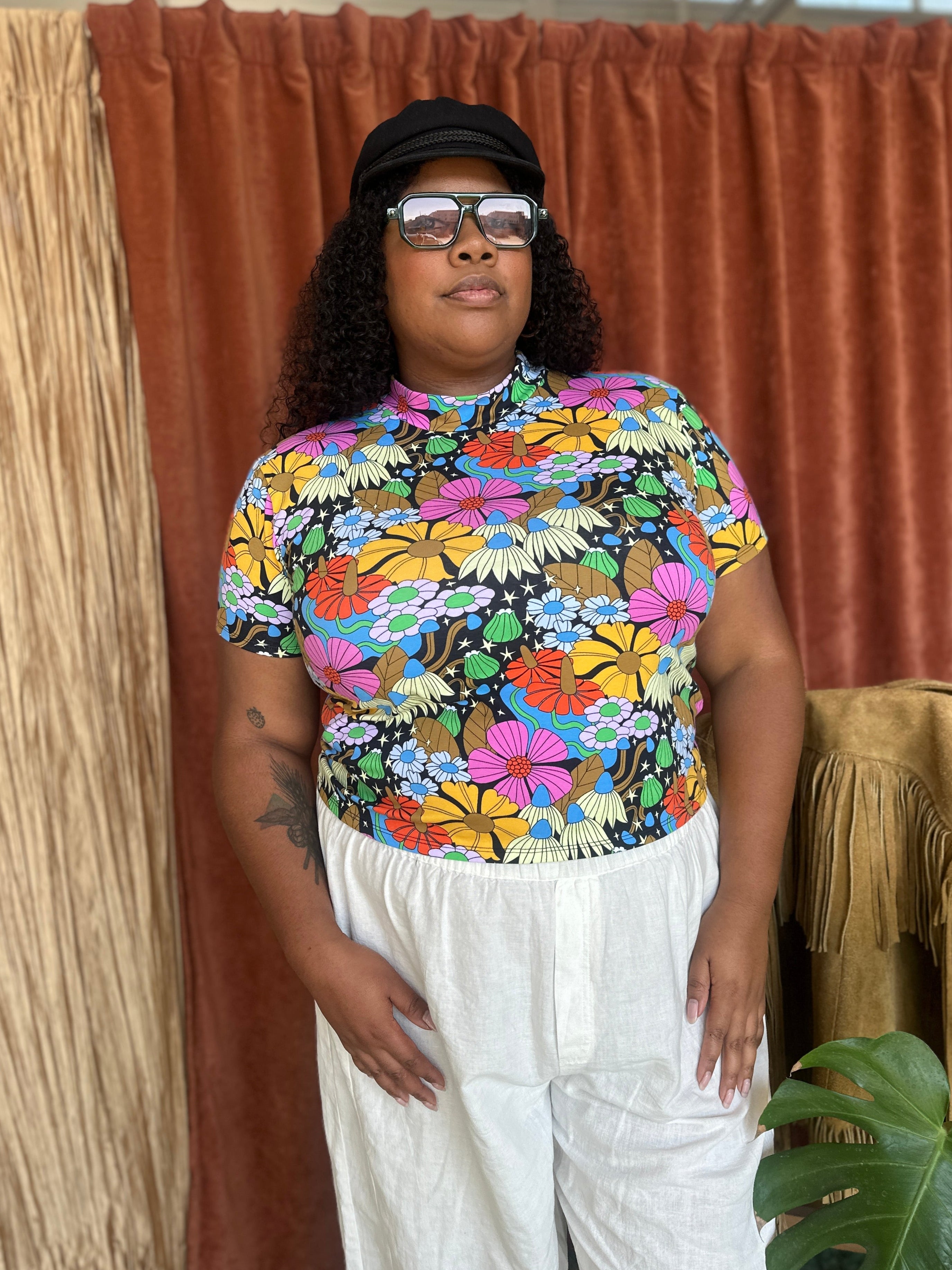 Mock Neck Cosmic Floral