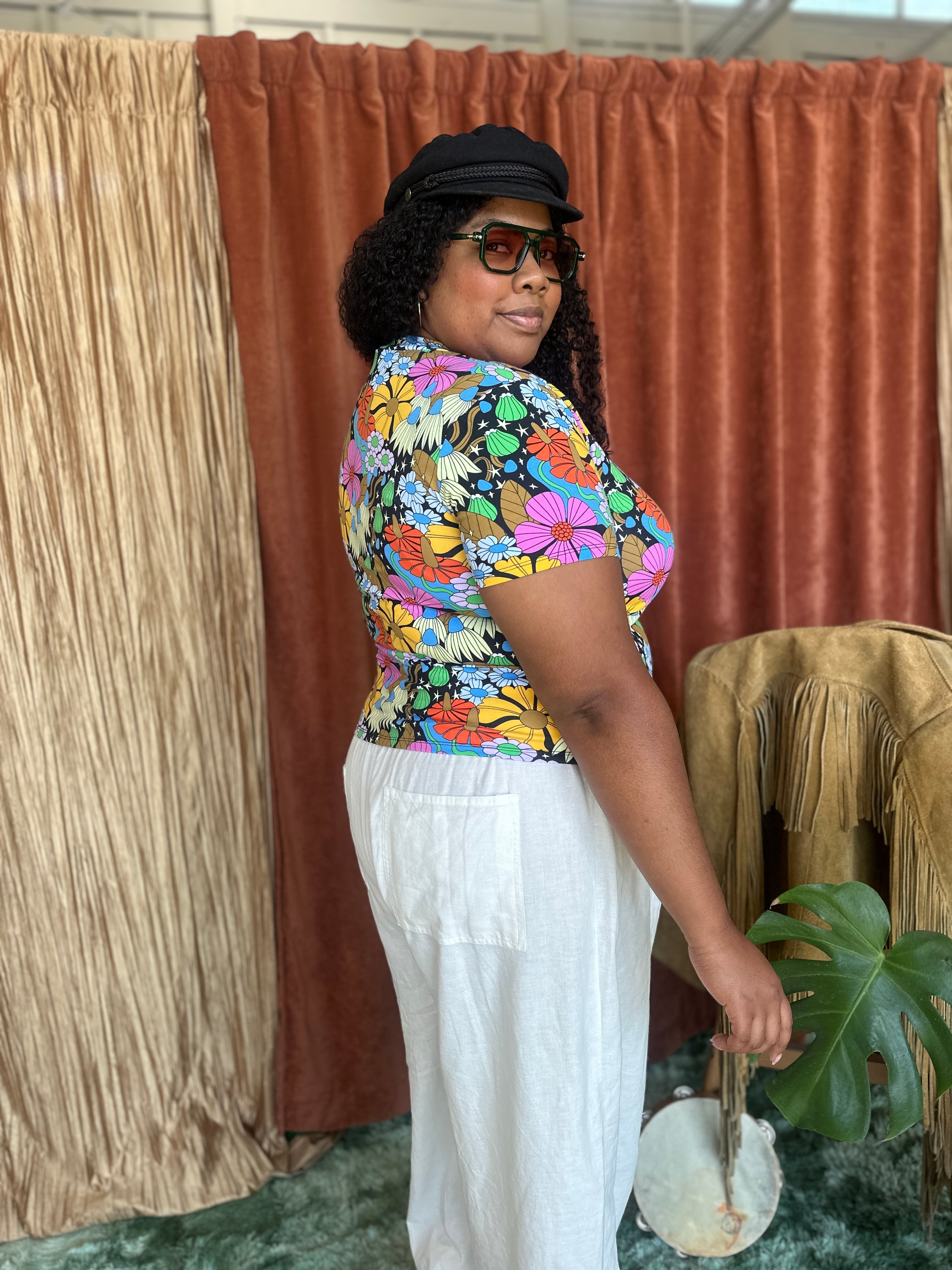 Mock Neck Cosmic Floral