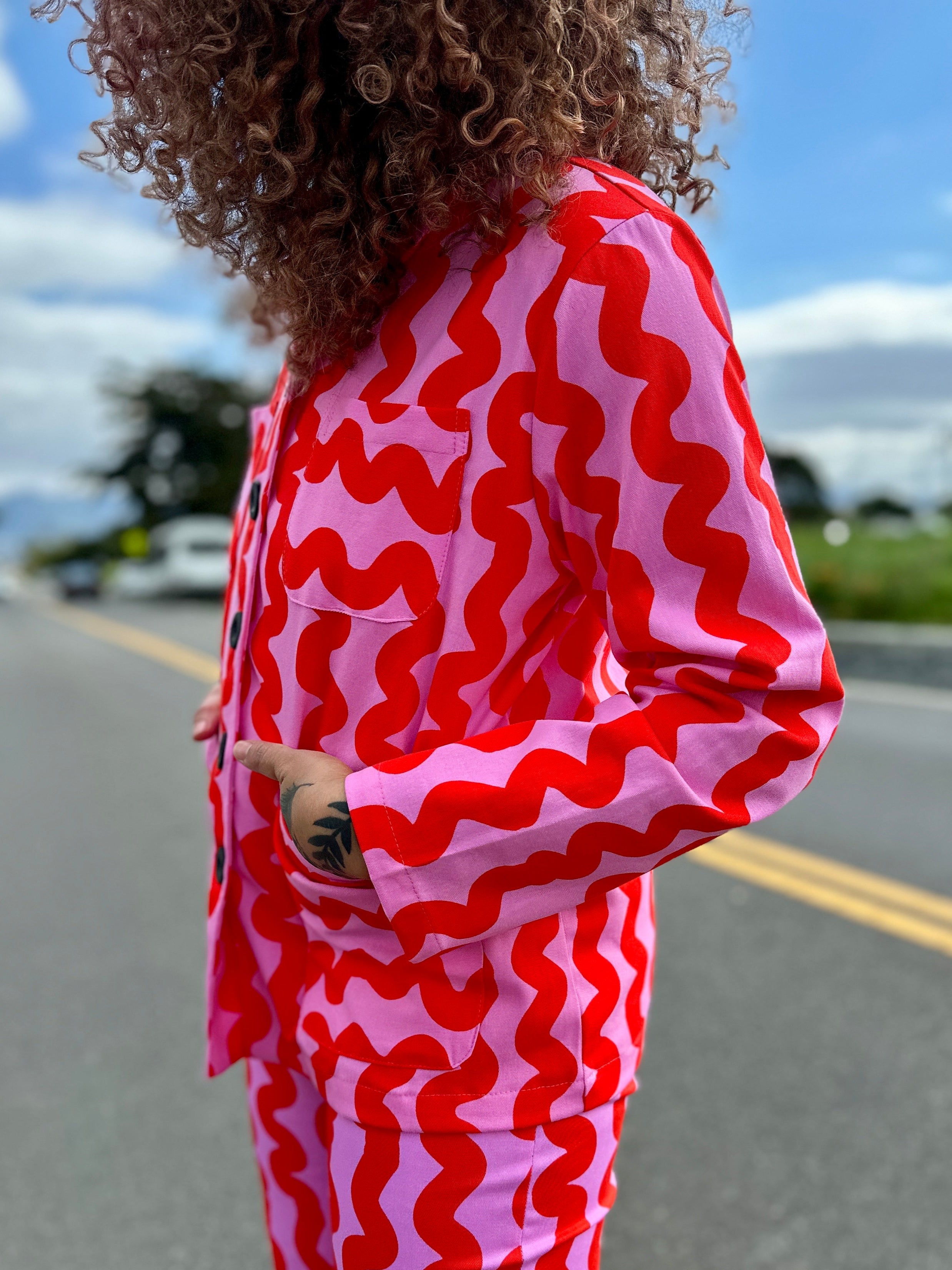 Chore Coat Pink Squiggle