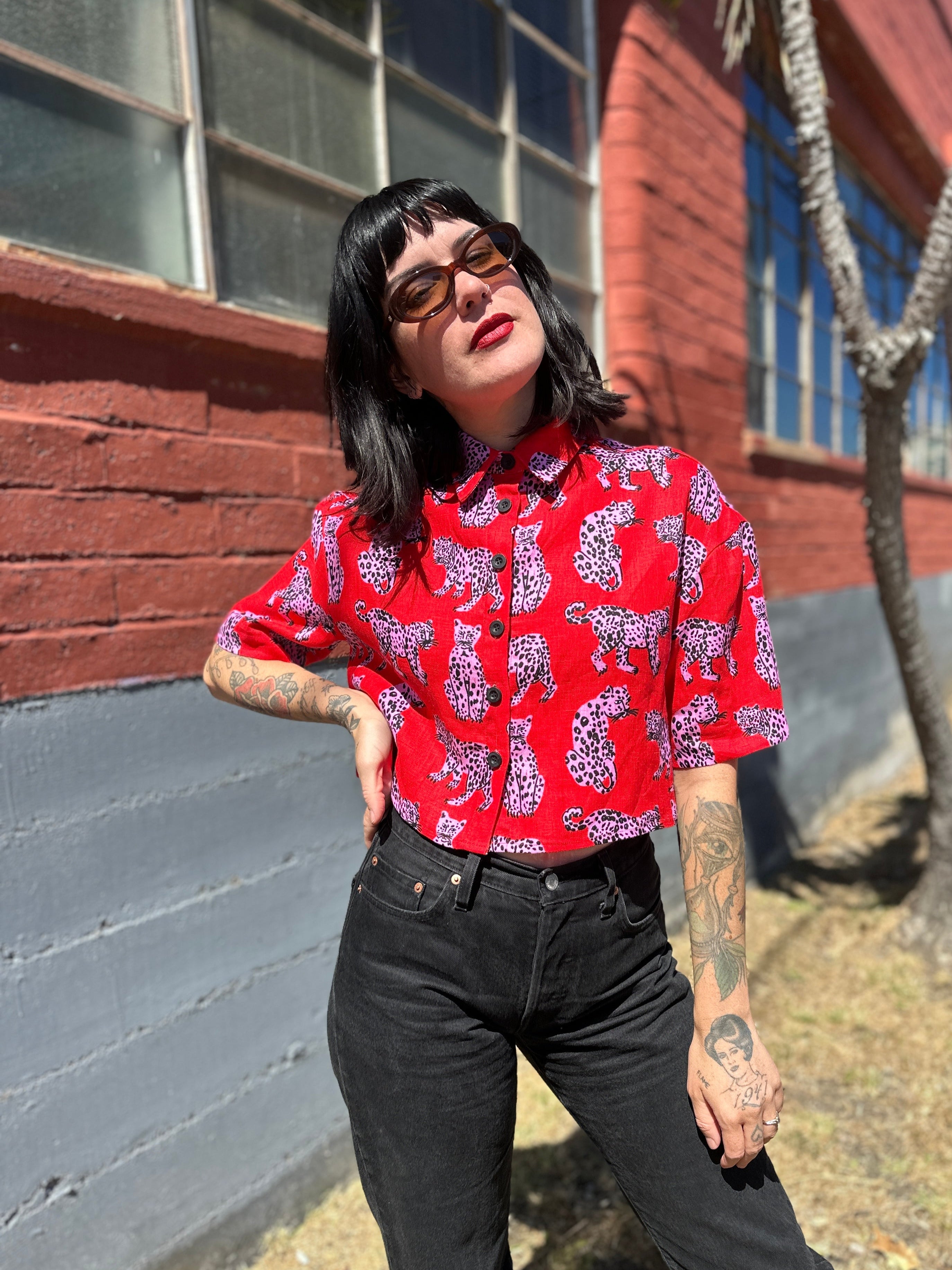 Linen Olivia Top Sondler Cat