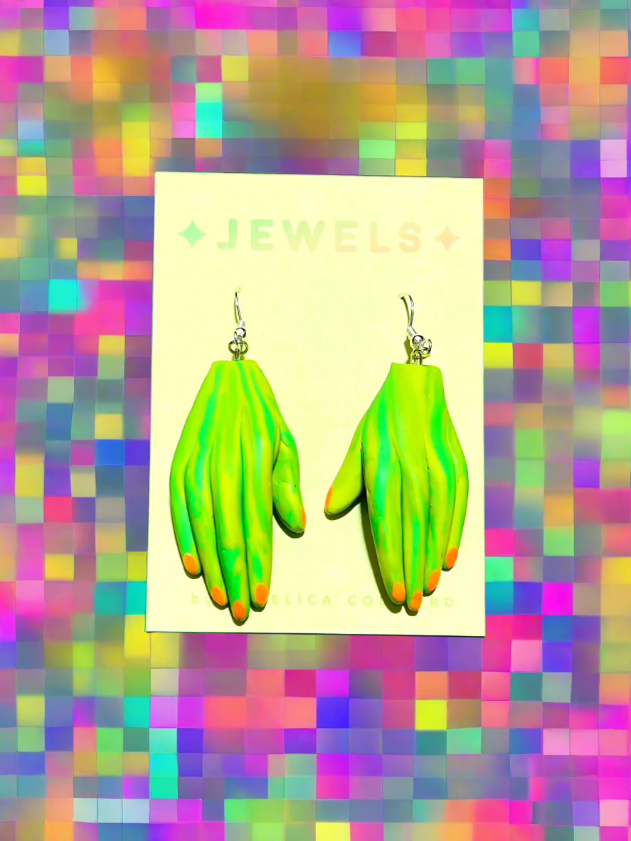 Jellicore Hand Earrings - Marble Green