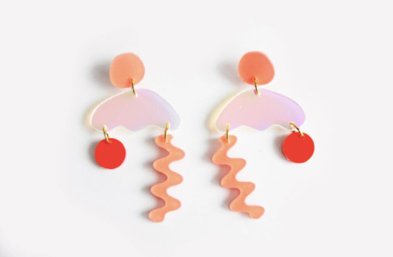 Dconstruct Squiggle Storm Earrings - Peach