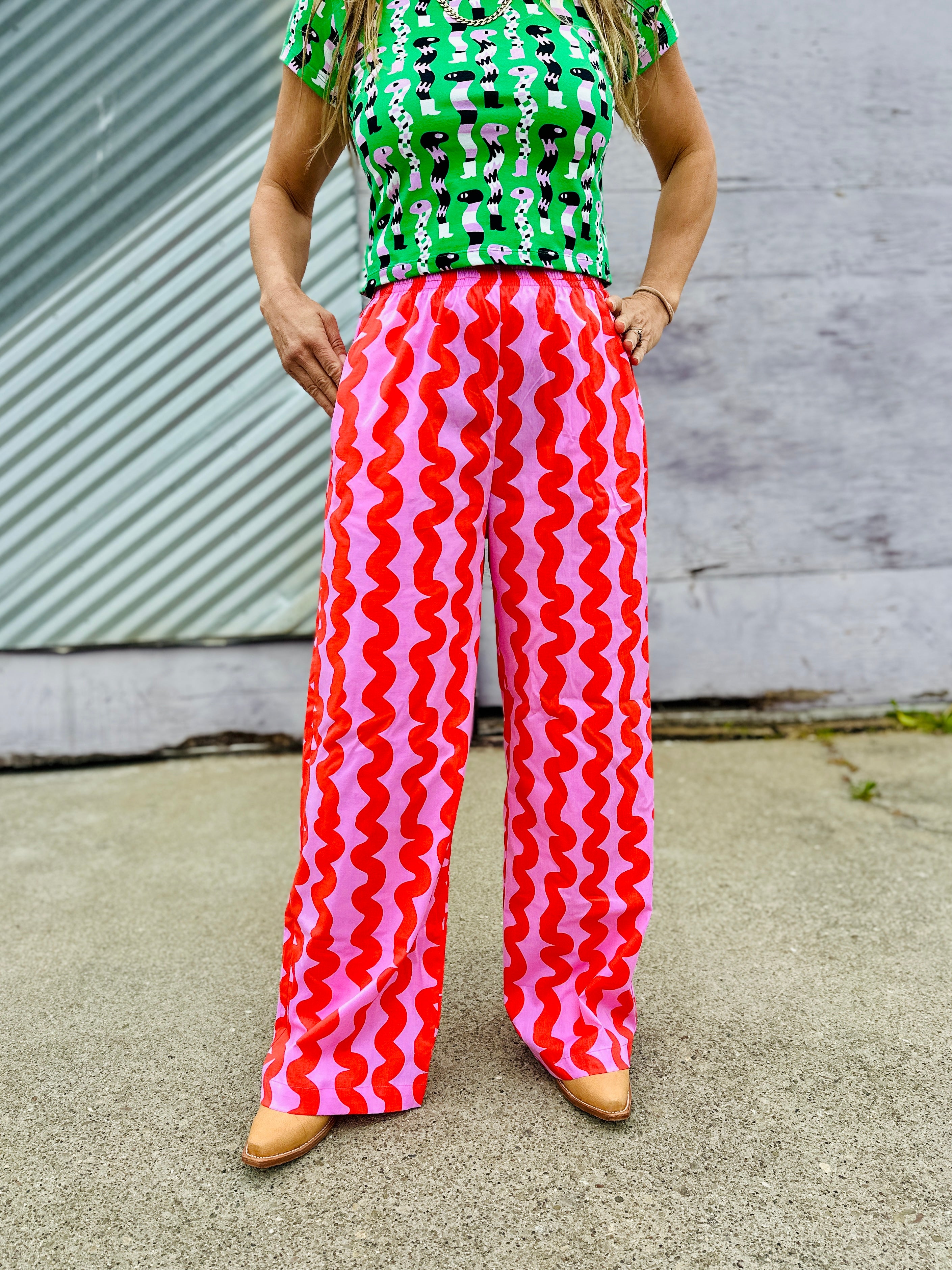 Easy Pant Pink Squiggle
