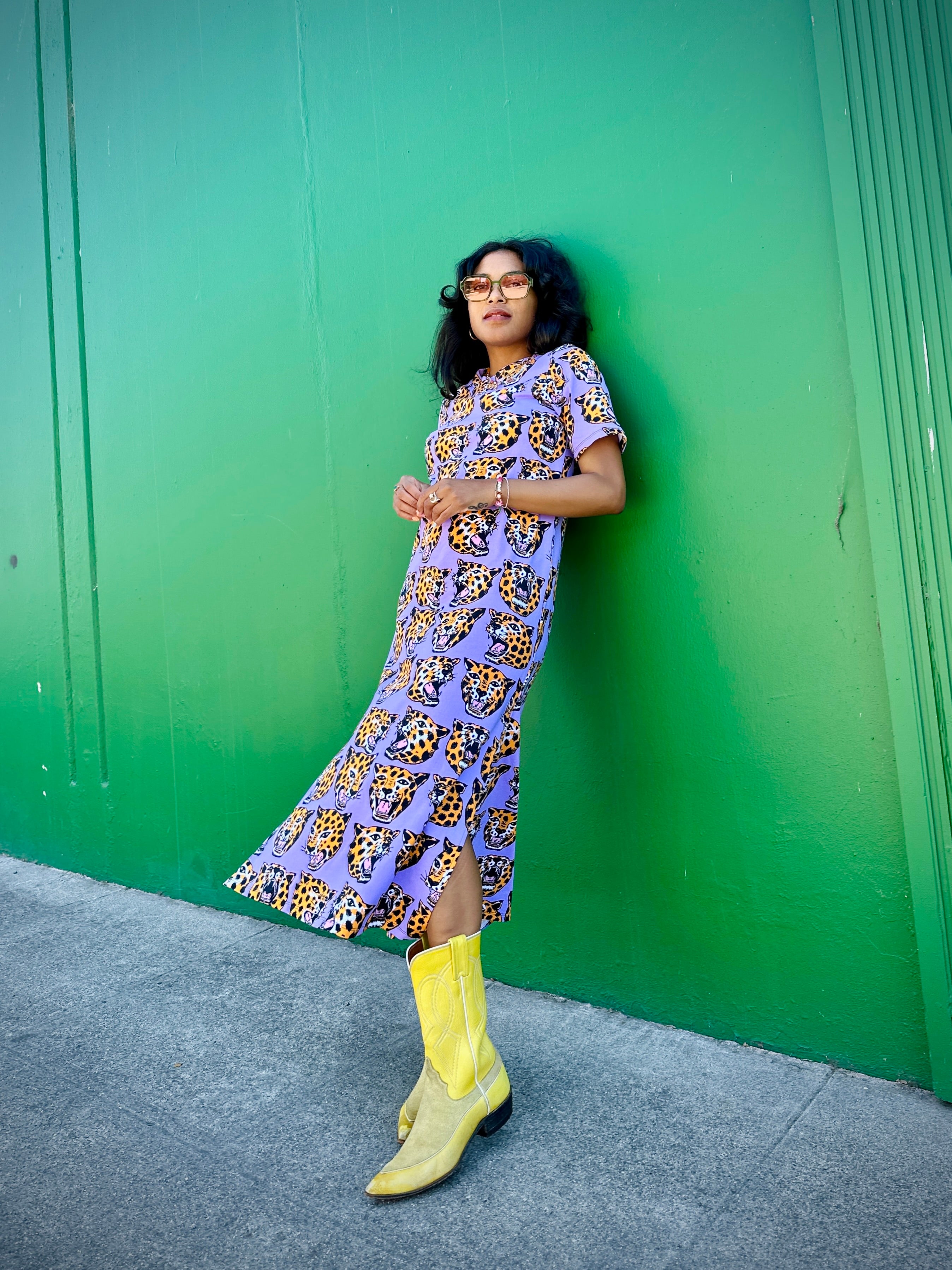 Jersey Maxi Dress Cheetah head