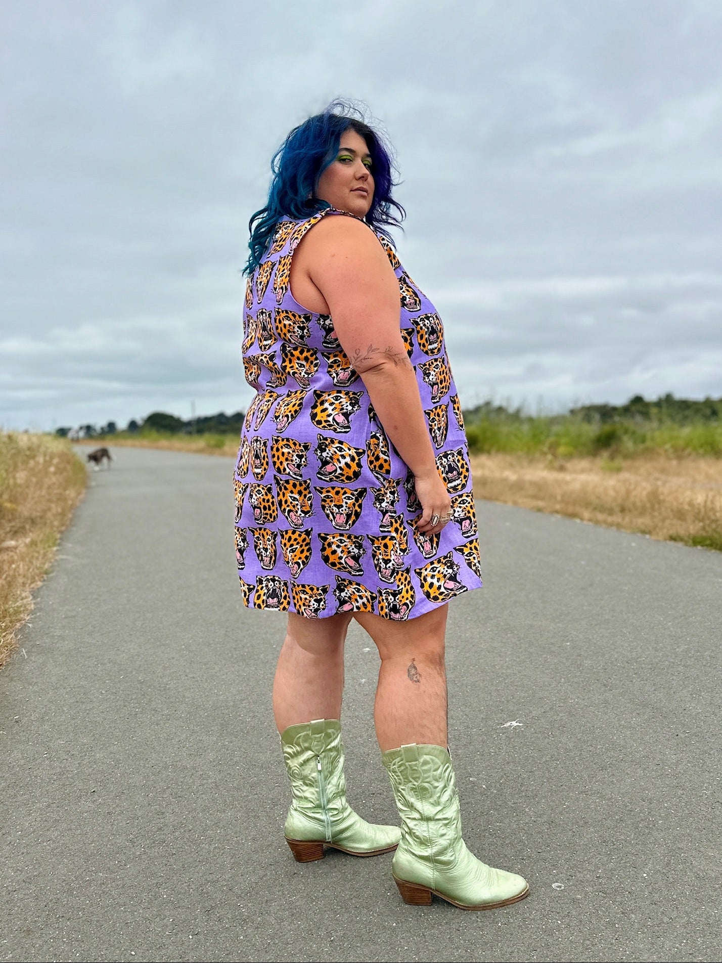 Linen Romy Dress Cheetah Head