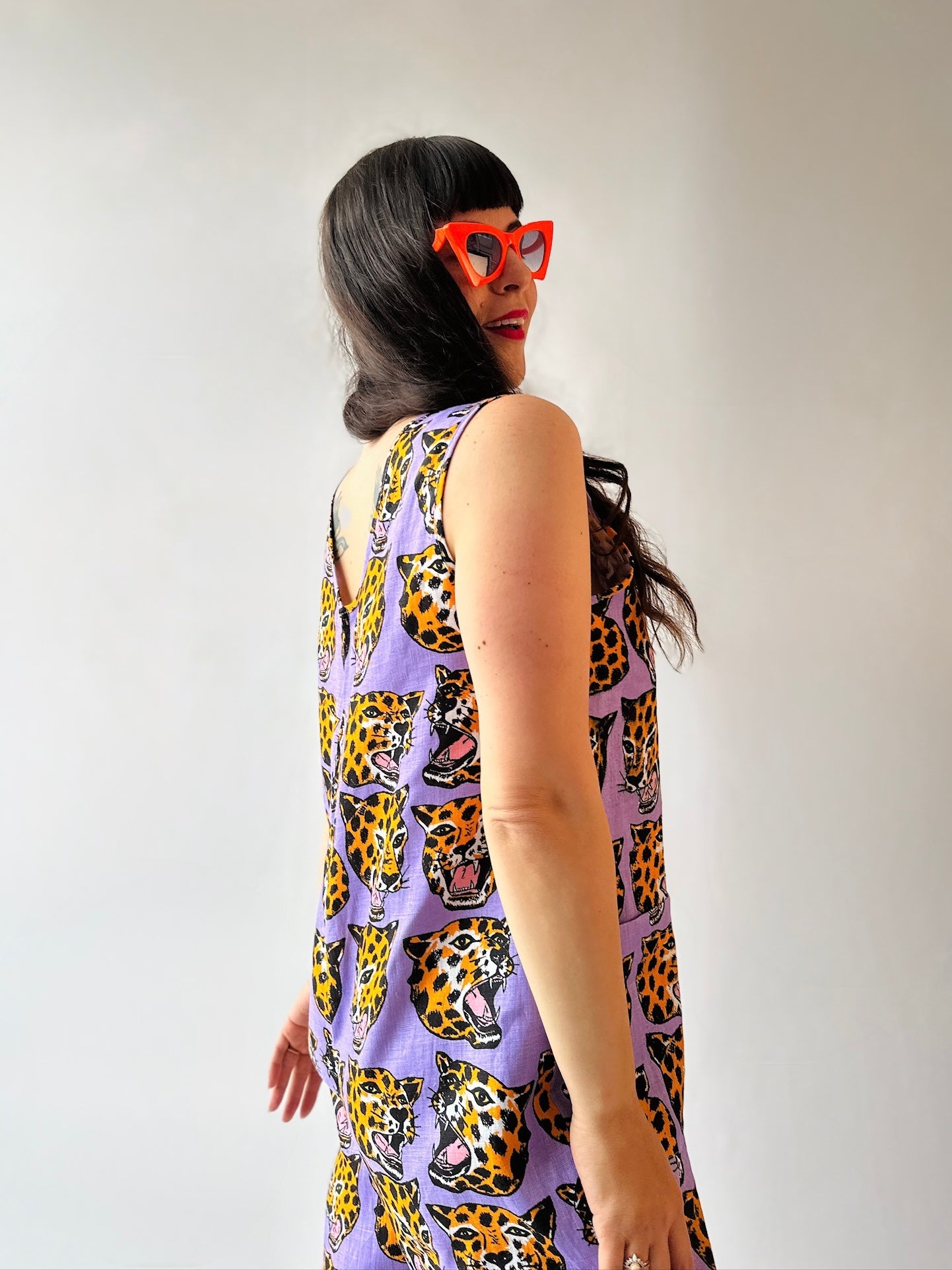 Linen Garden Suit Cheetah Head