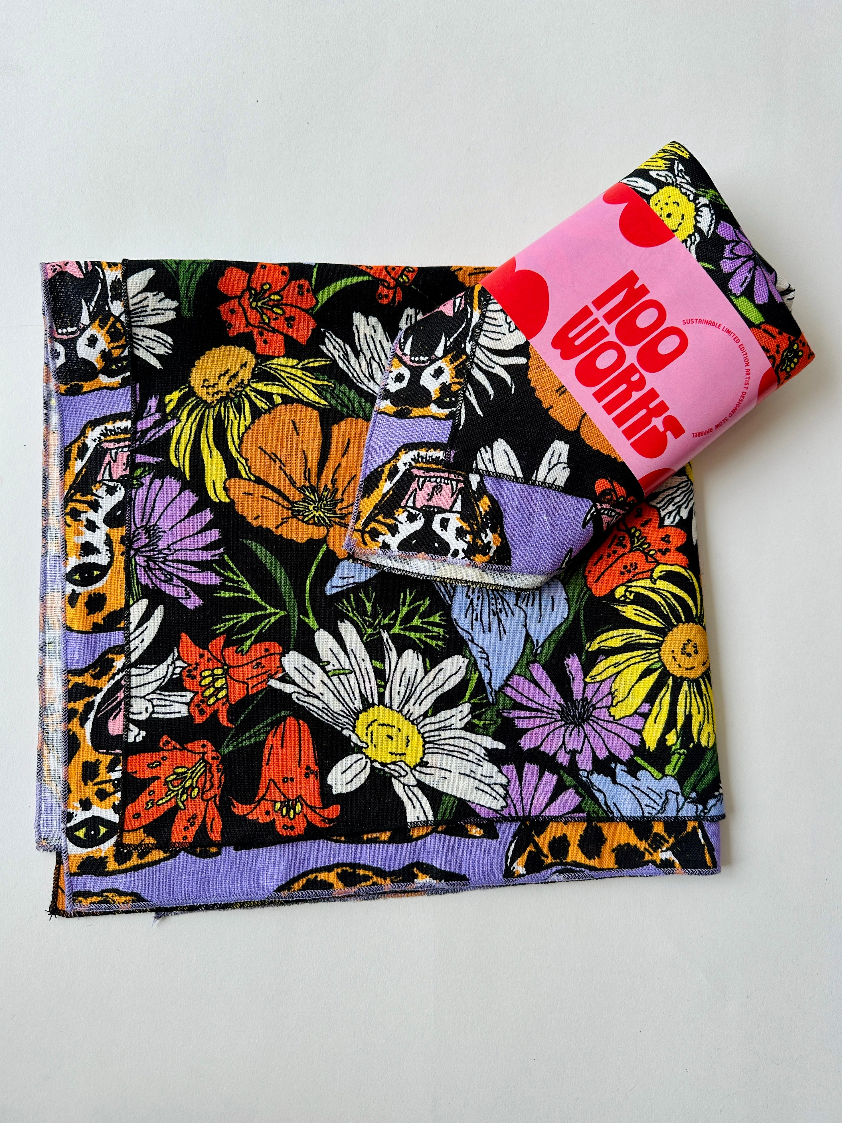 Linen Everything Cloth Set *Cheetah Head x Wildflowers*