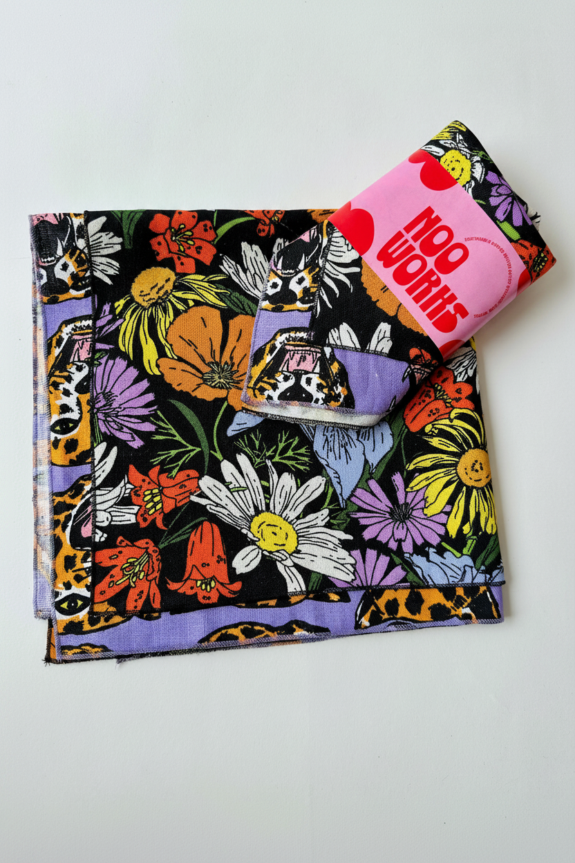 Linen Everything Cloth Set *Cheetah Head x Wildflowers*