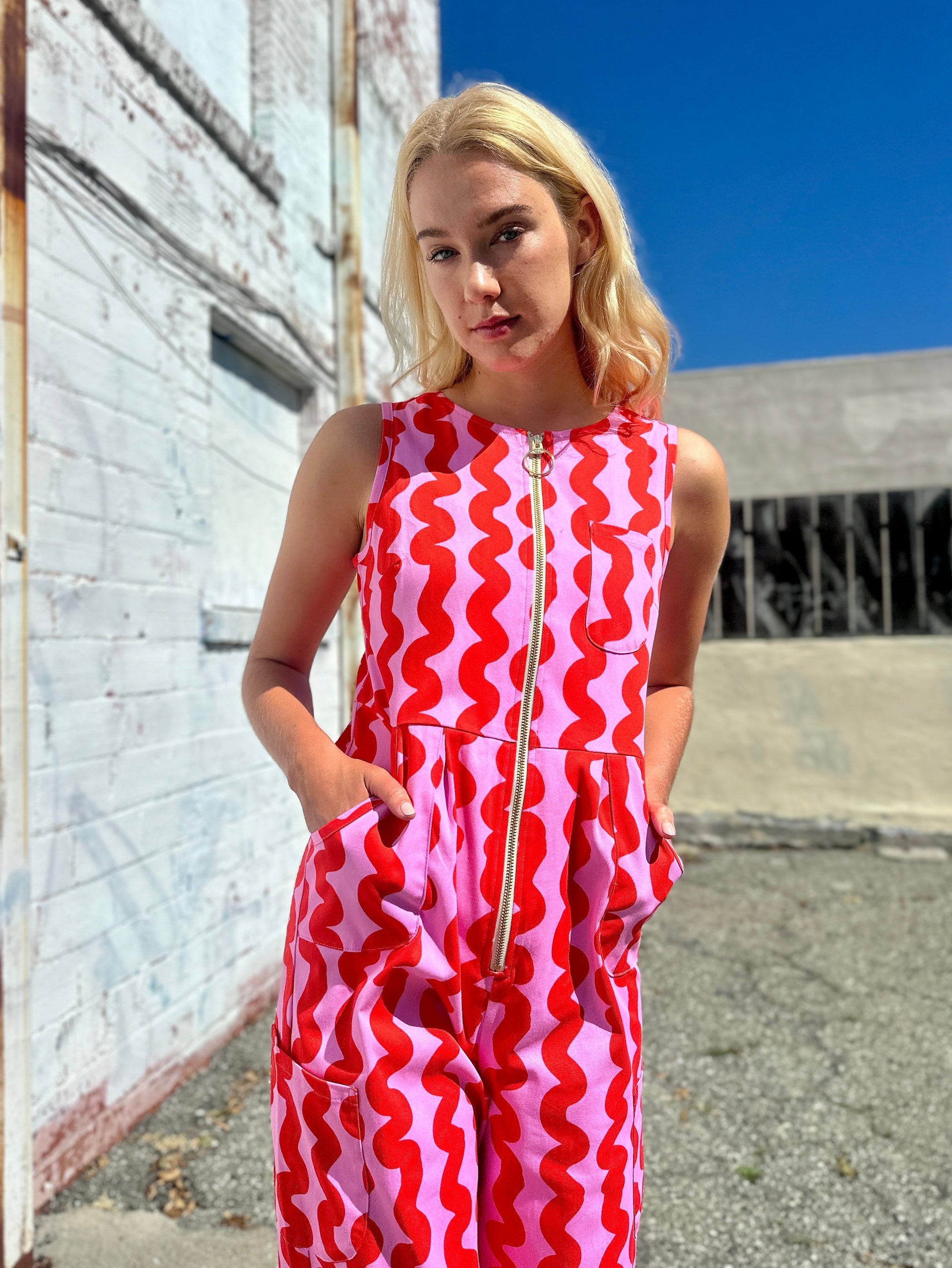 Lucky Jumpsuit Pink Squiggle
