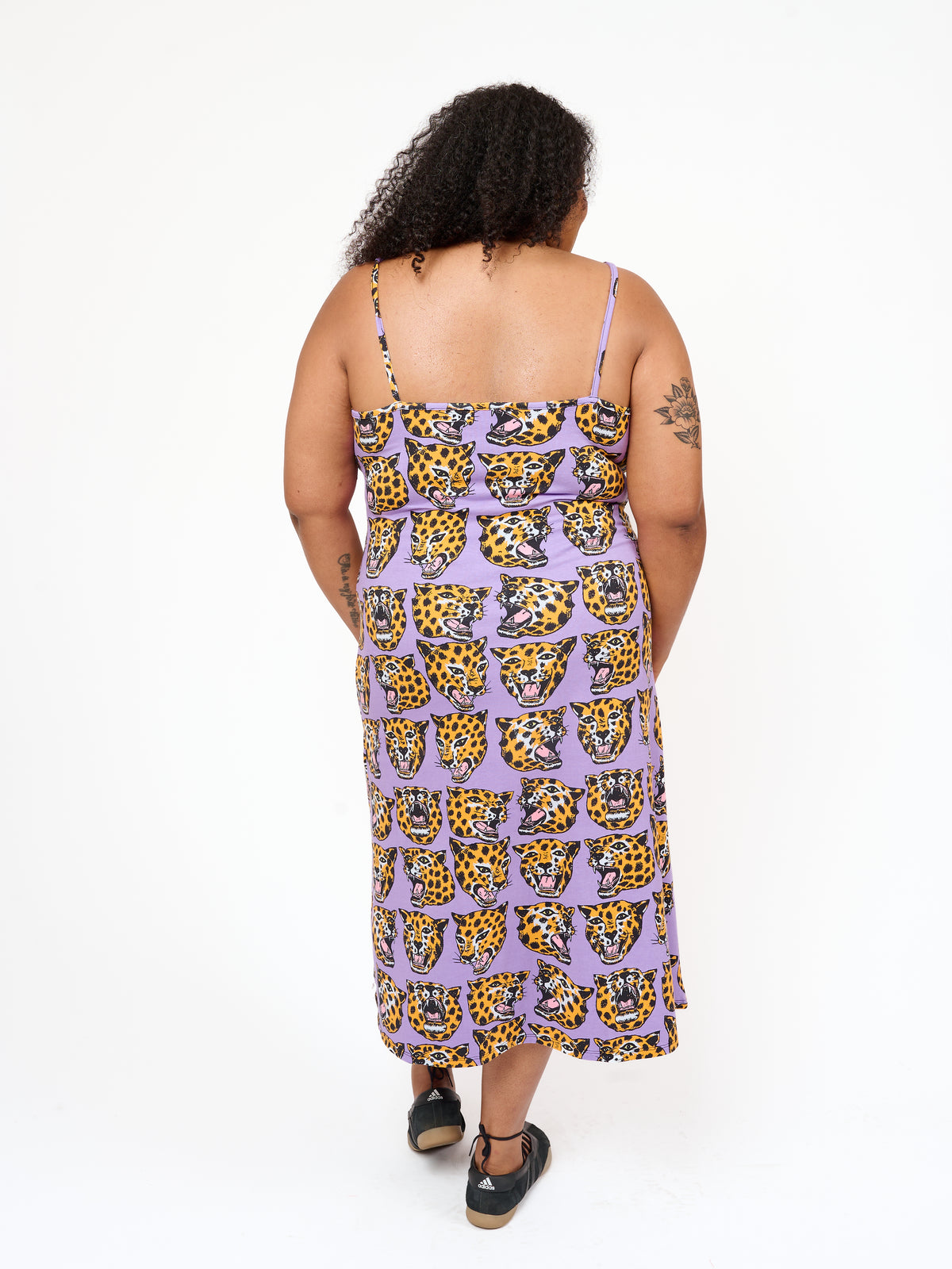 Spaghetti Slip Dress Cheetah Head
