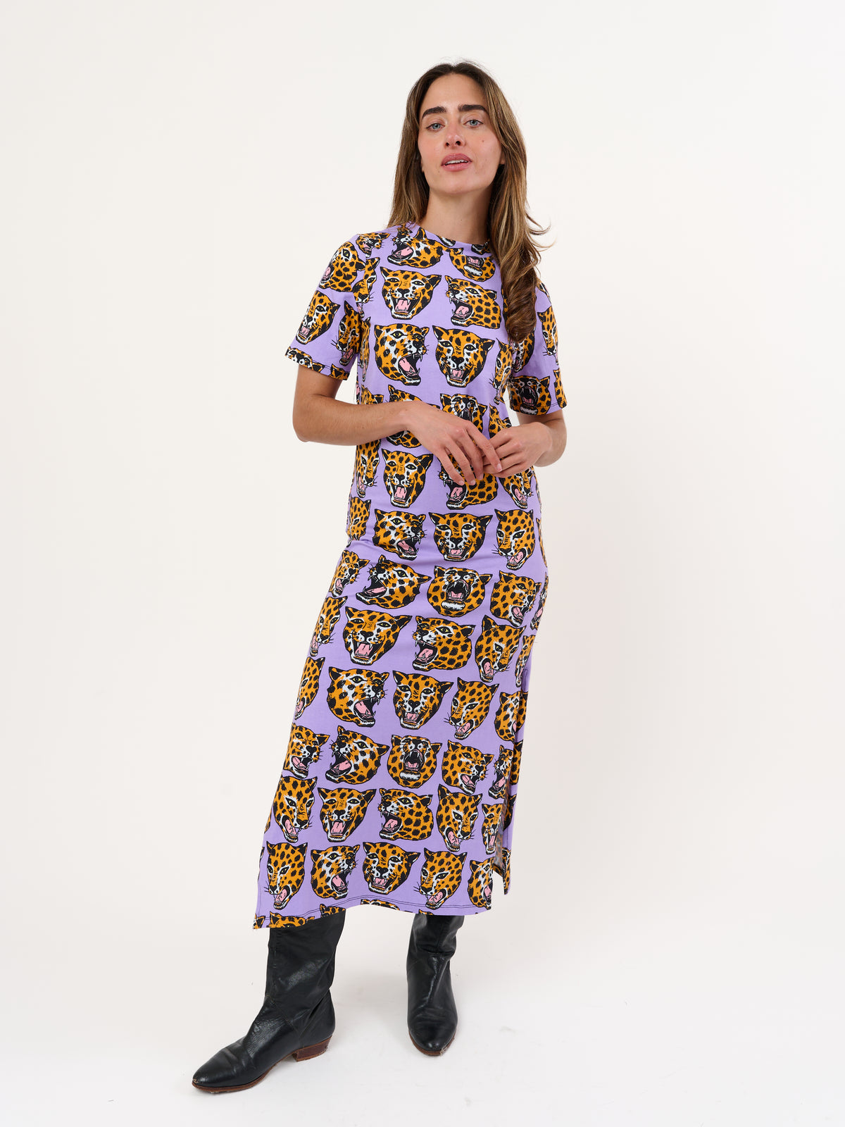Jersey Maxi Dress Cheetah head