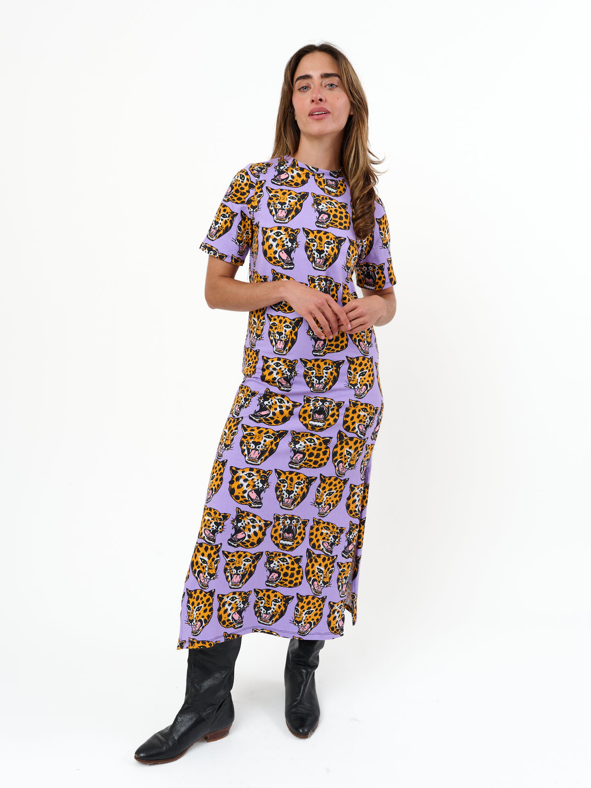 Jersey Maxi Dress Cheetah head