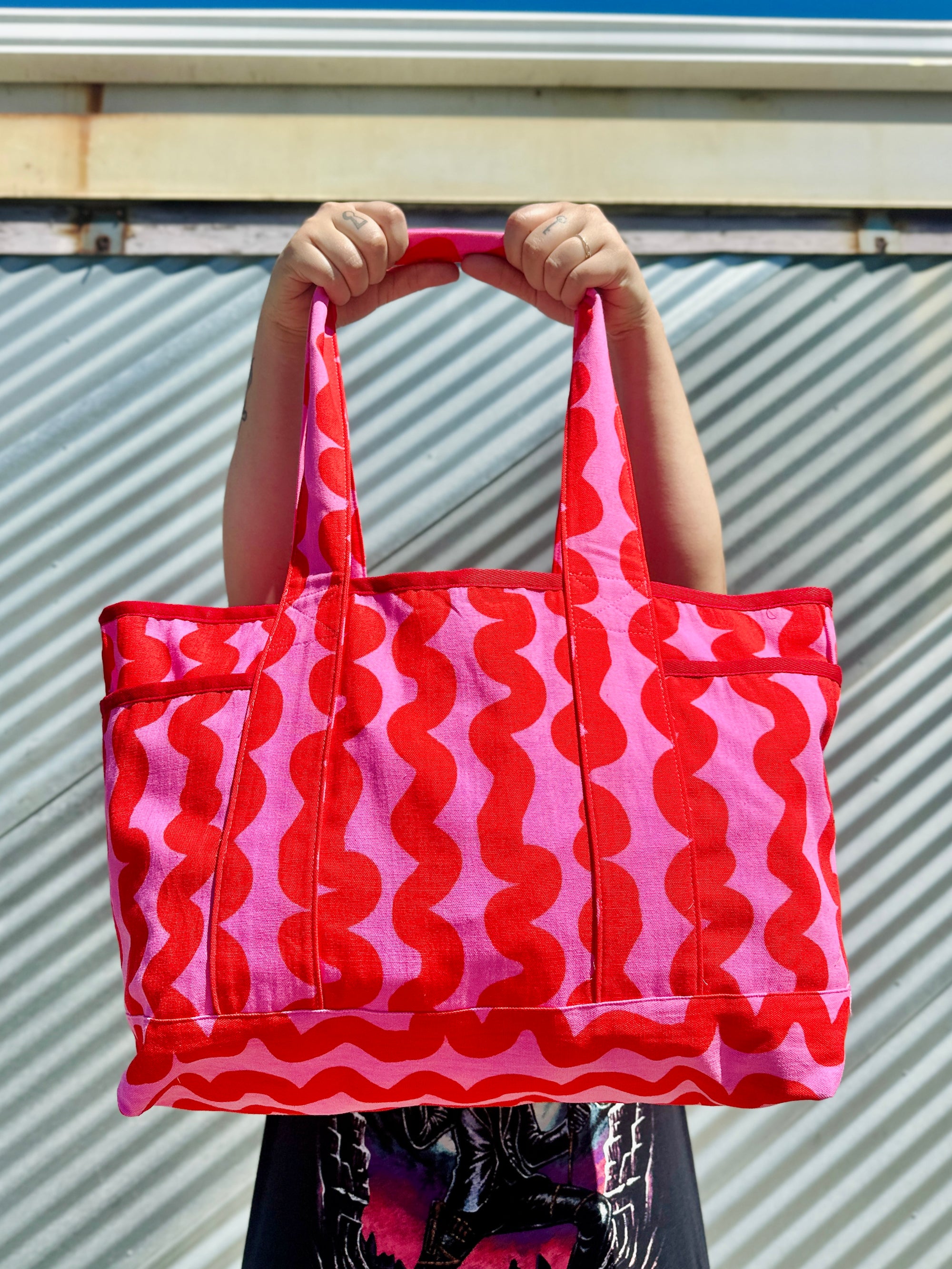 Maker Tote - Pink Squiggle