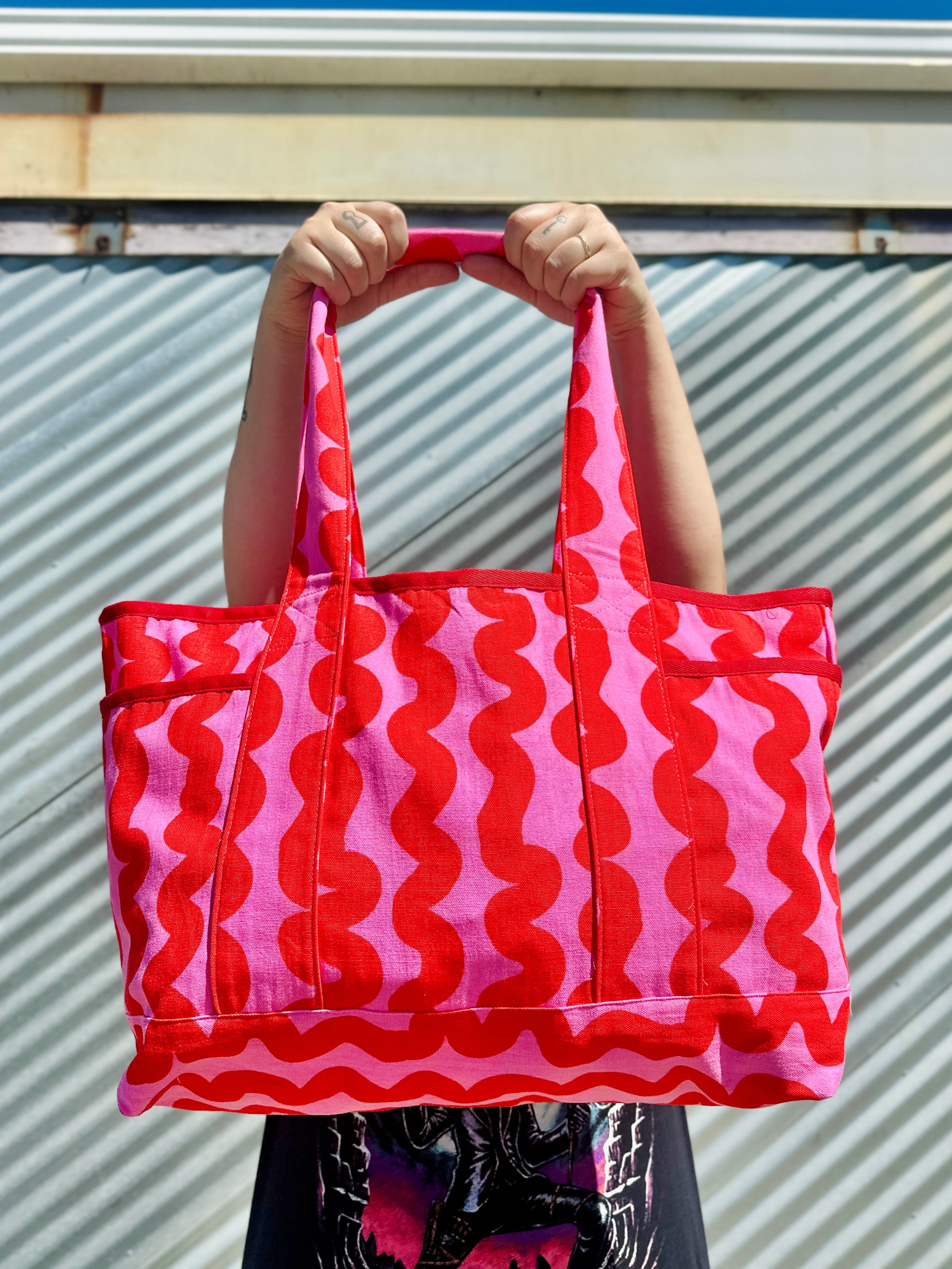 Maker Tote - Pink Squiggle