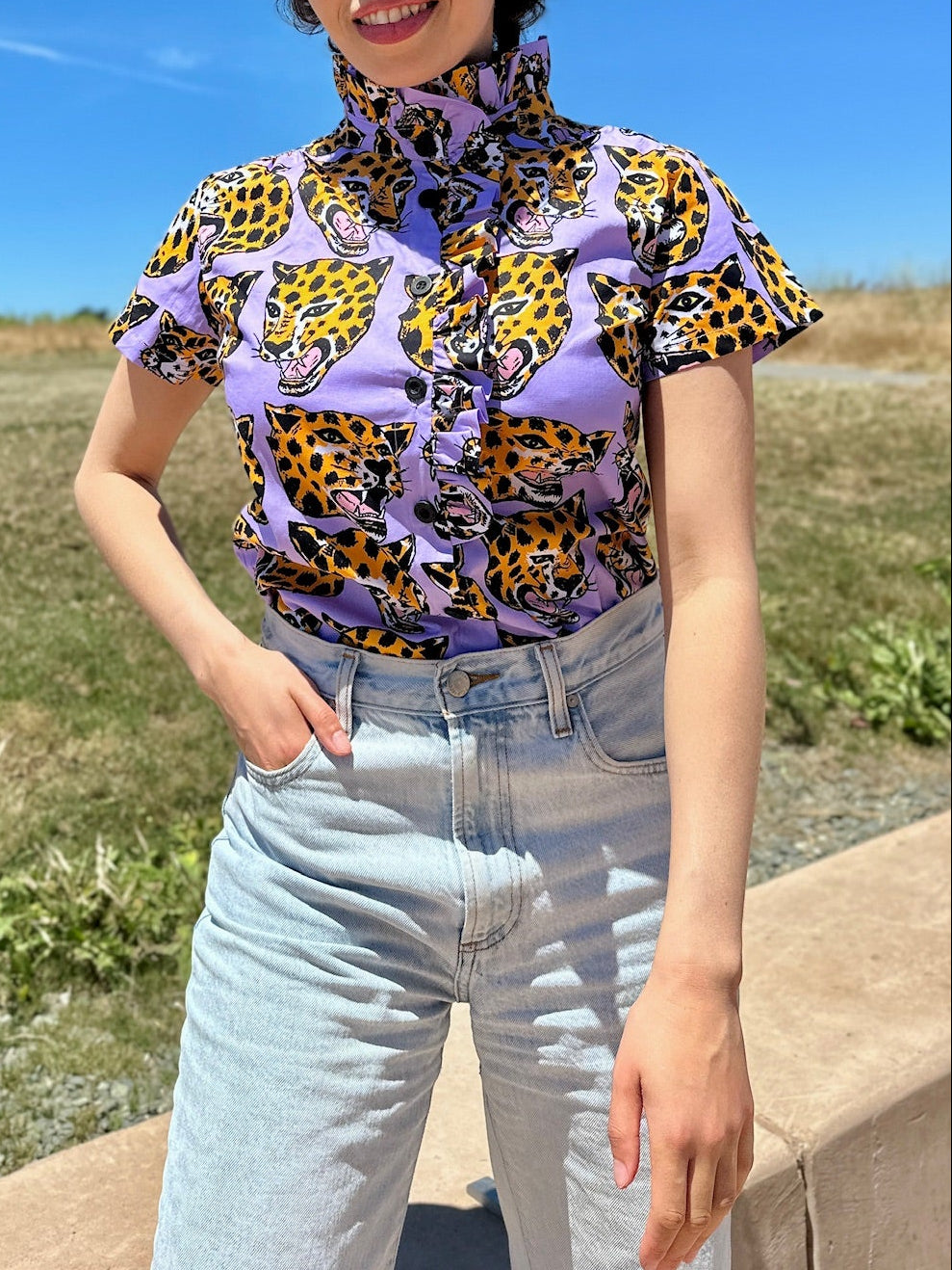 Francesca Top Cheetah Head
