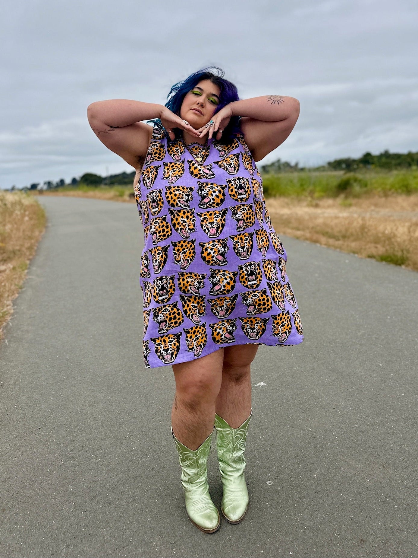 Linen Romy Dress Cheetah Head