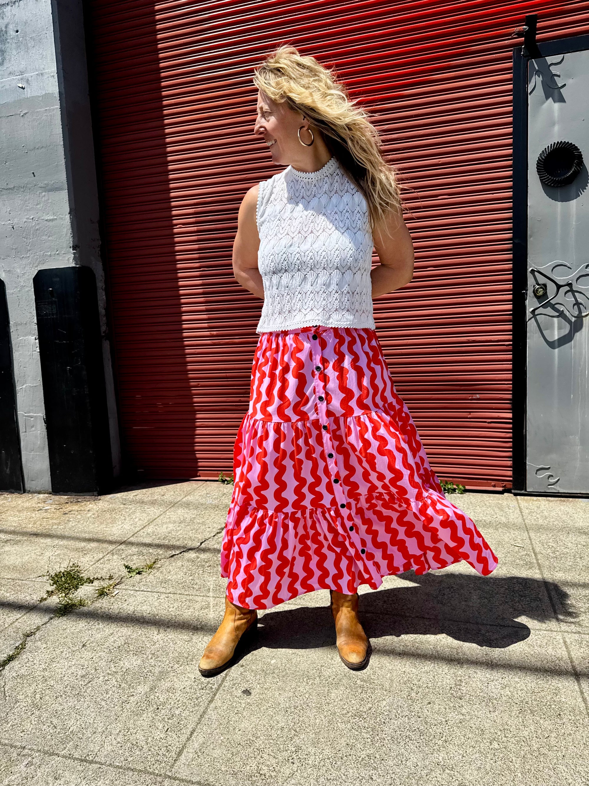 Prairie Skirt Pink Squiggle