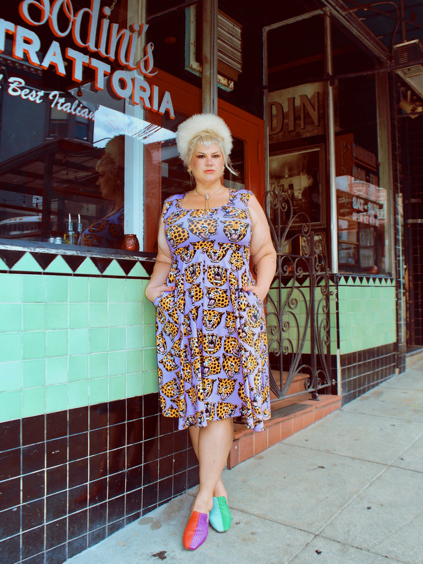 Picnic Dress Cheetah Head