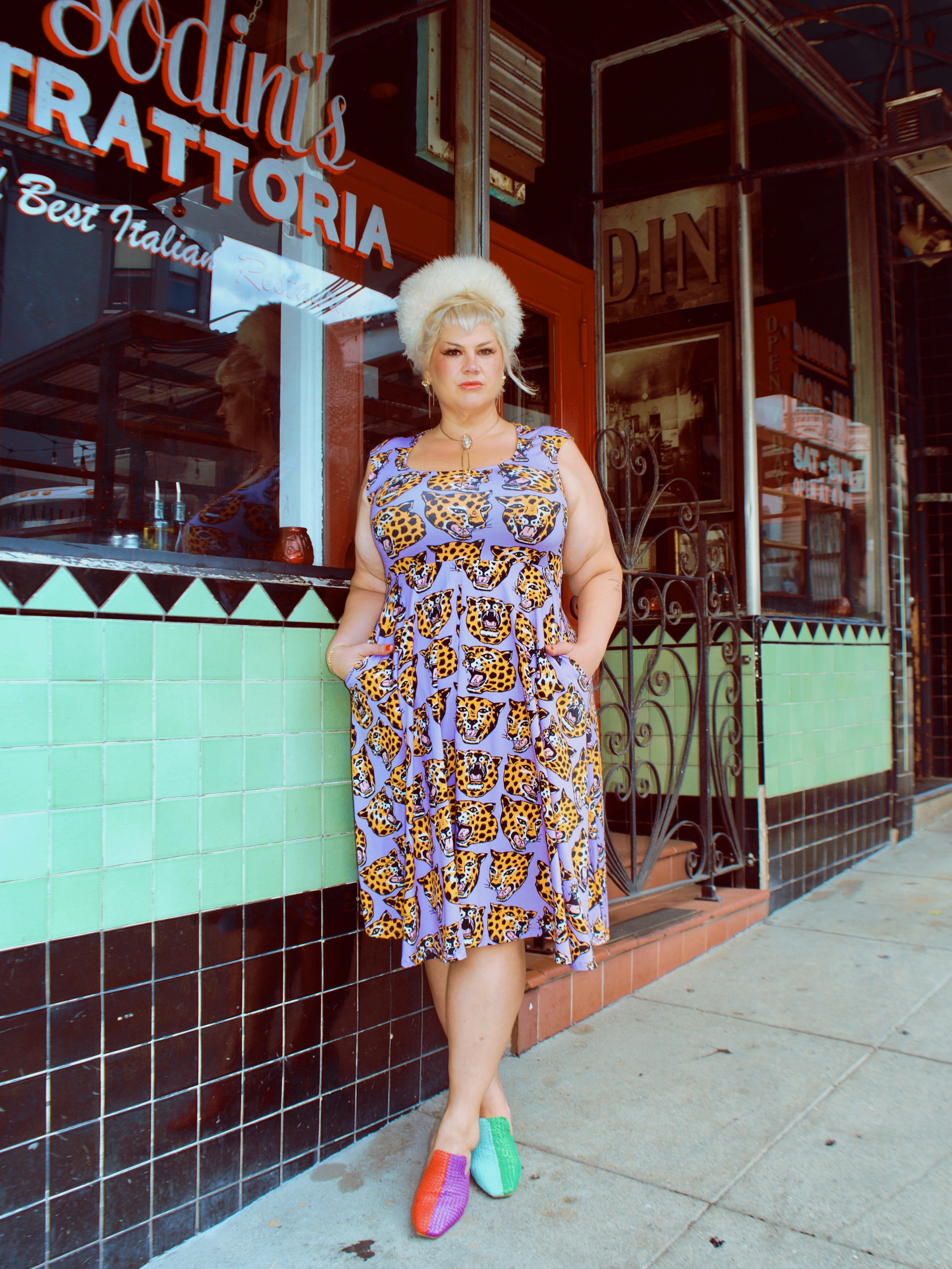 Picnic Dress Cheetah Head