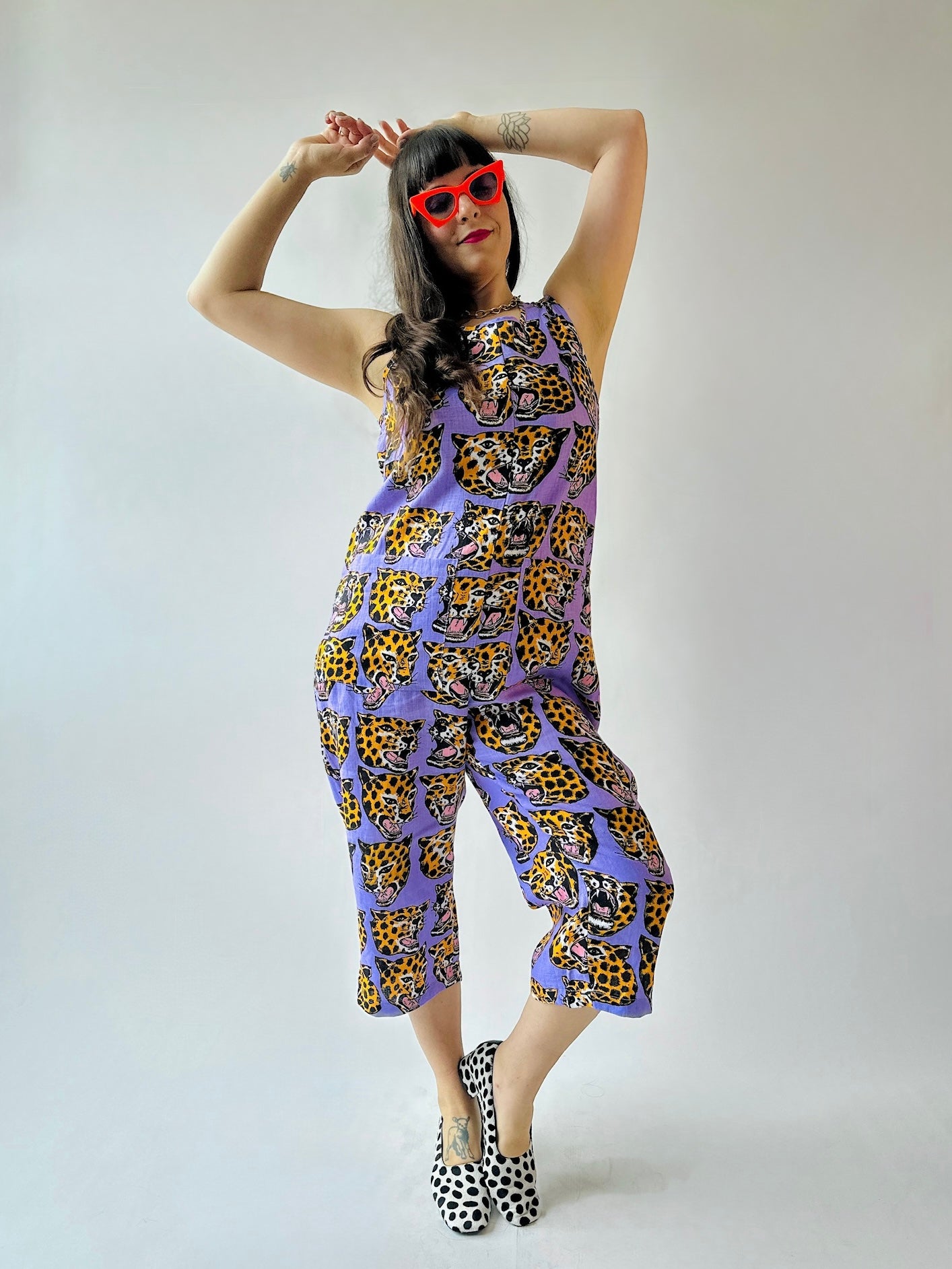 Linen Garden Suit Cheetah Head