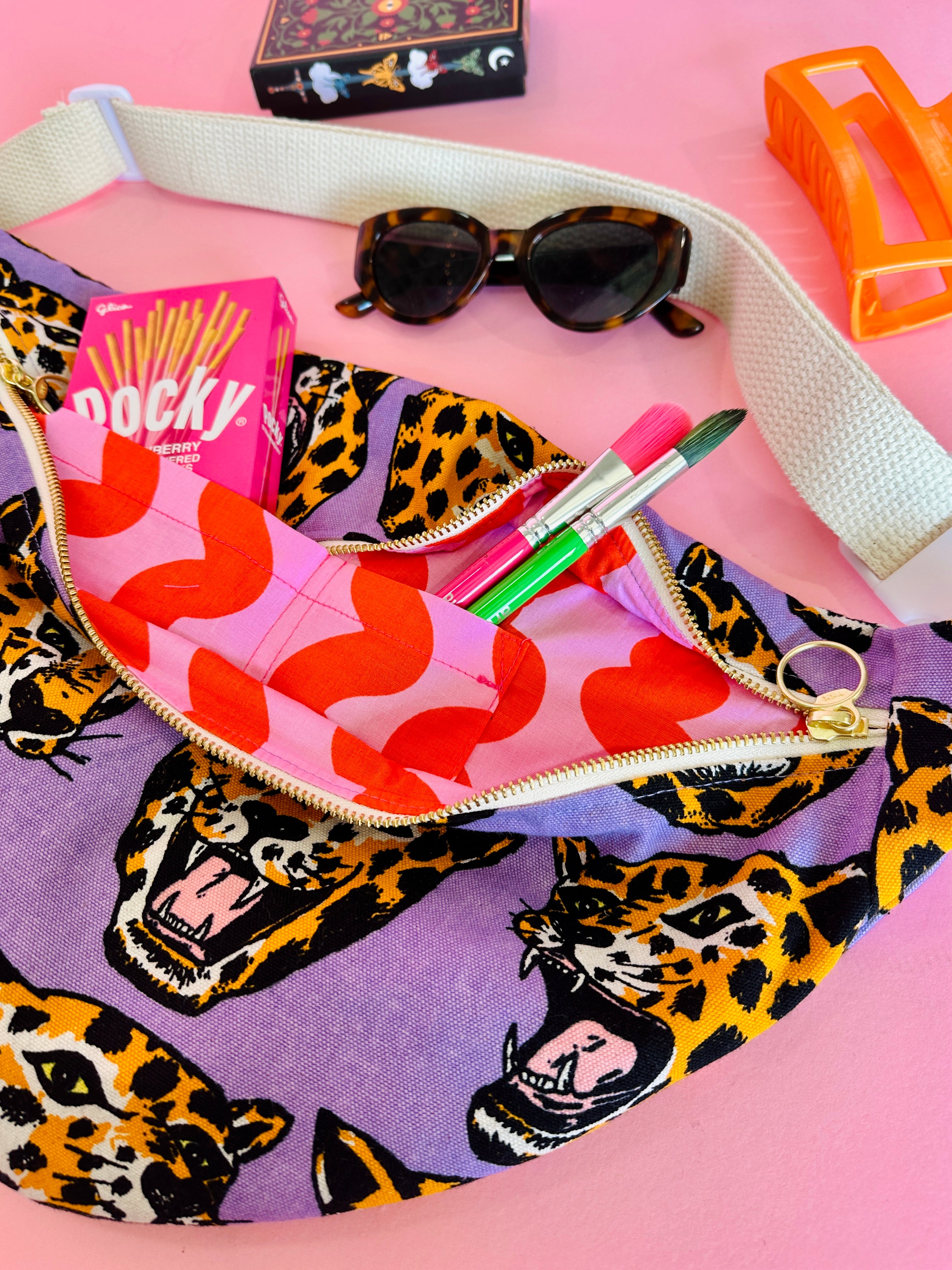 Mini Messenger Bag - Cheetah Head