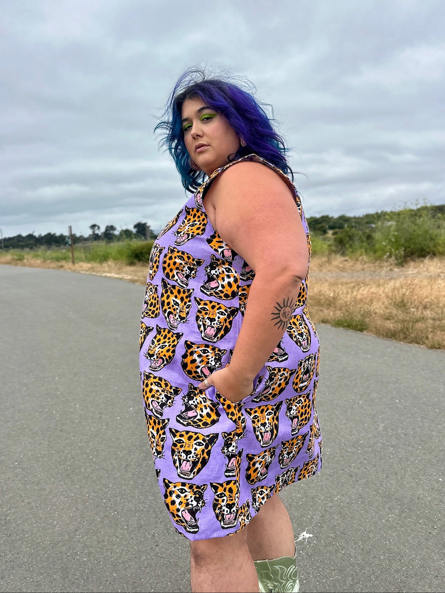 Linen Romy Dress Cheetah Head