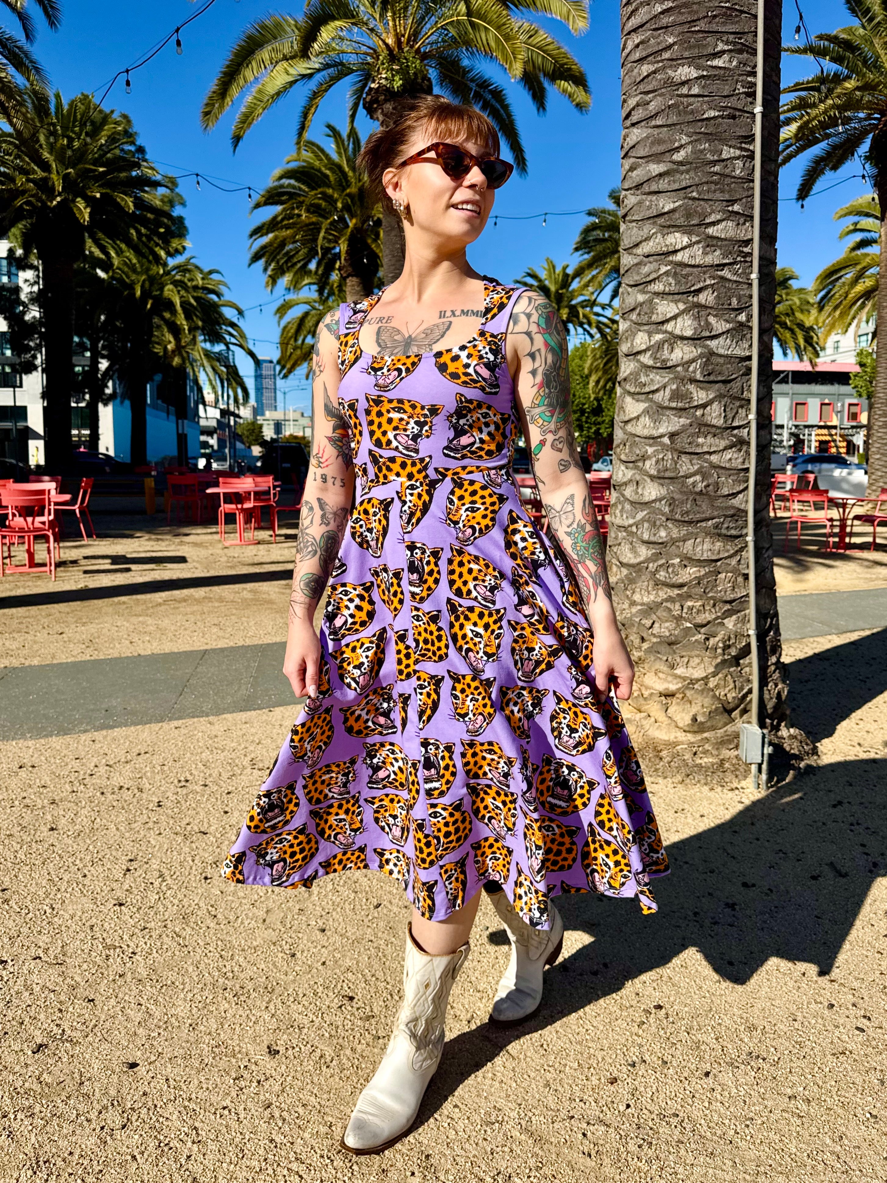 Picnic Dress Cheetah Head