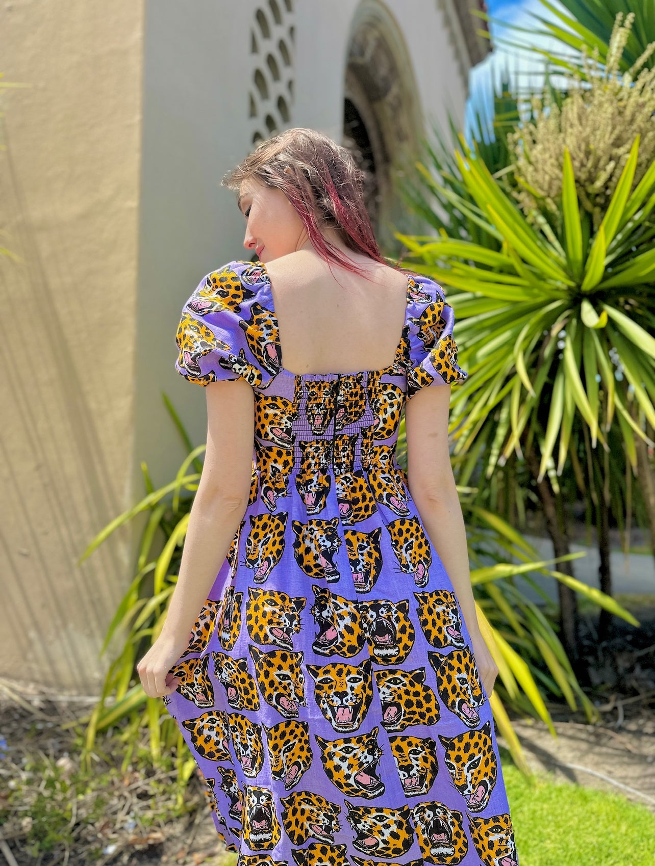 Linen Princess Dress Cheetah Head