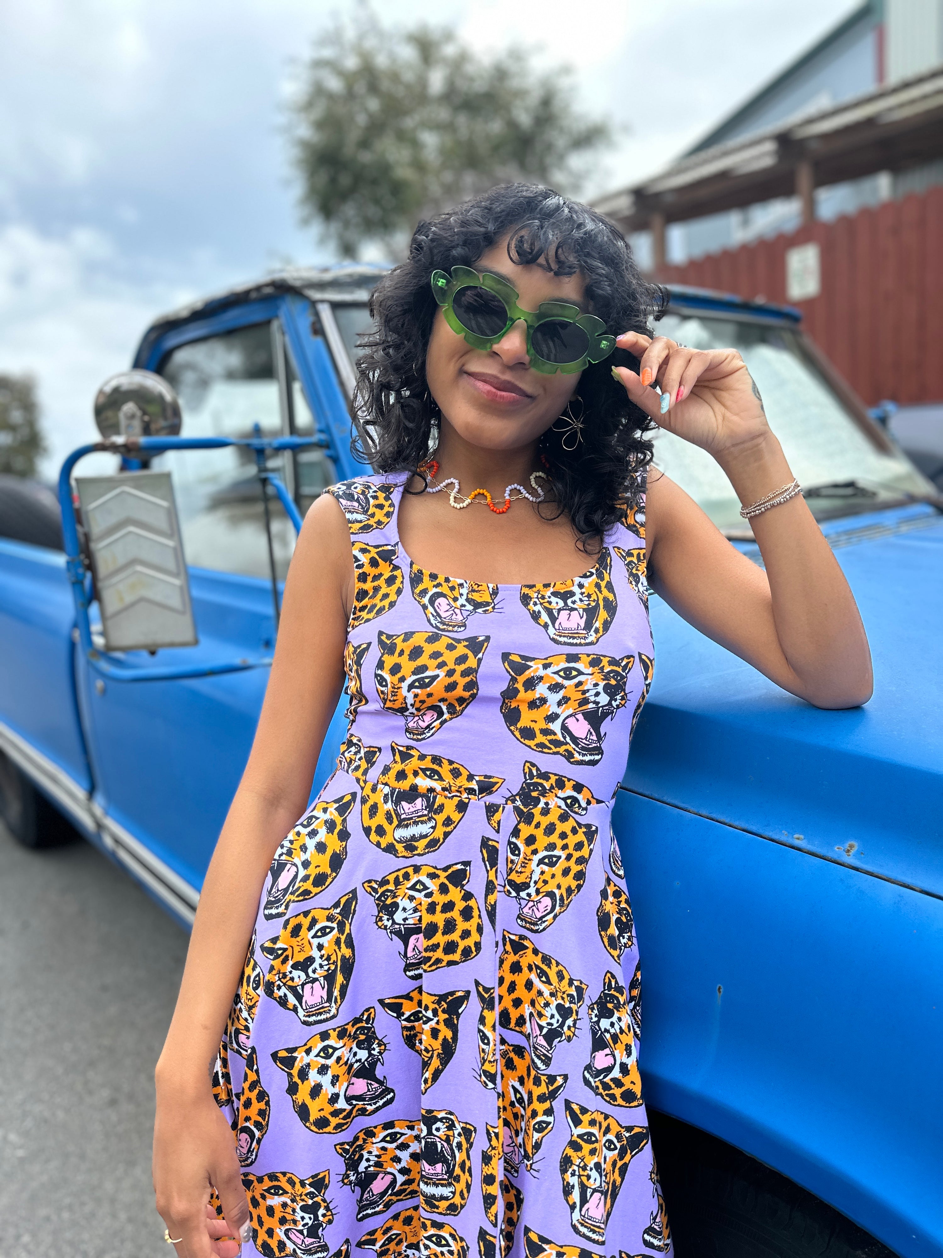 Picnic Dress Cheetah Head