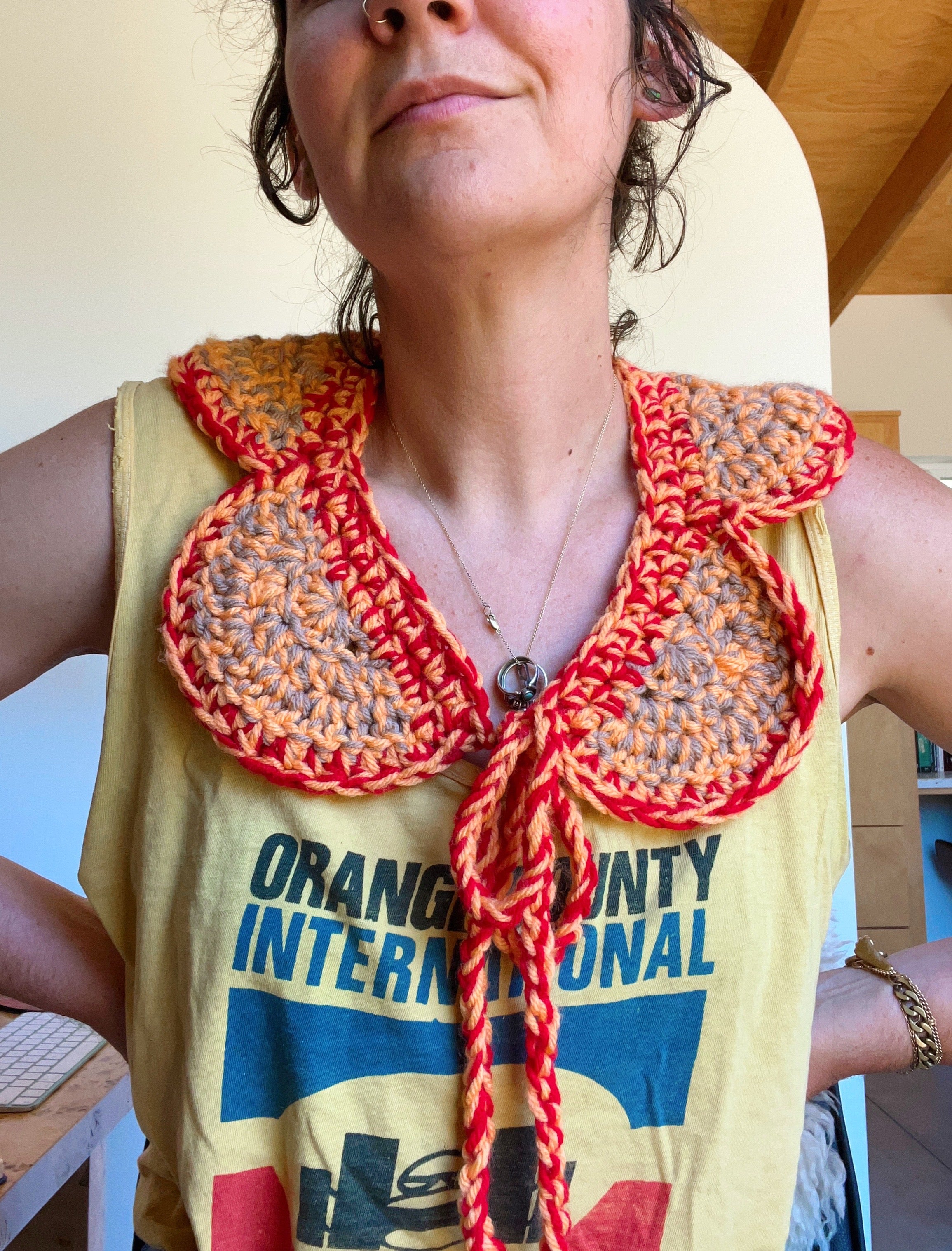 Bev Made Flower Petal Collar - Orange Blossom
