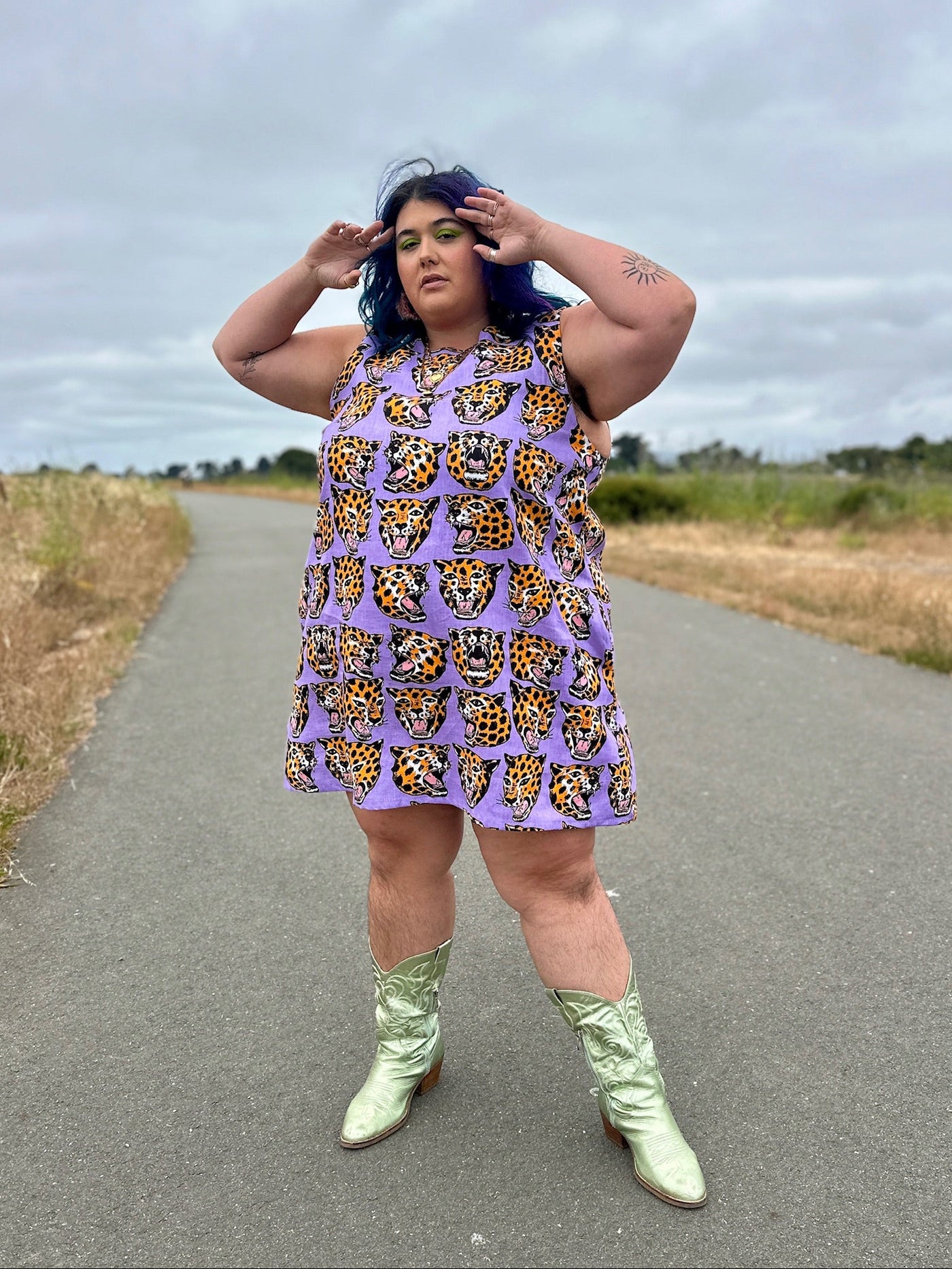 Linen Romy Dress Cheetah Head