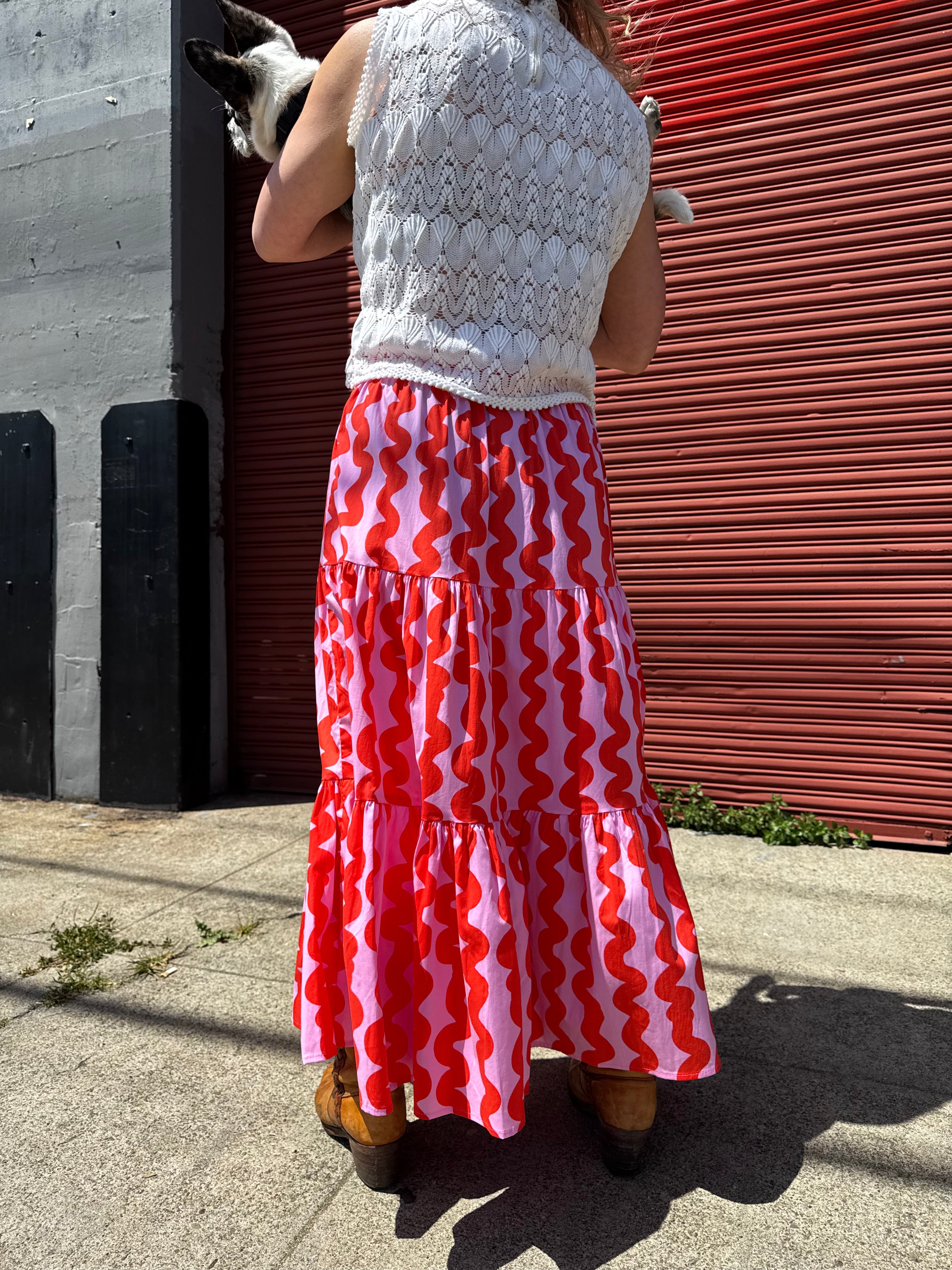 Prairie Skirt Pink Squiggle