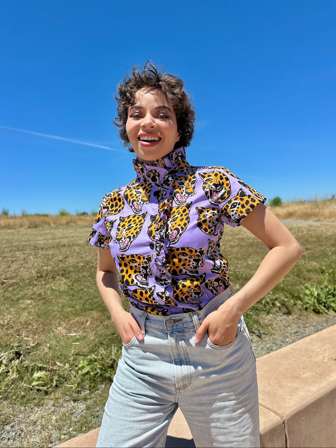 Francesca Top Cheetah Head