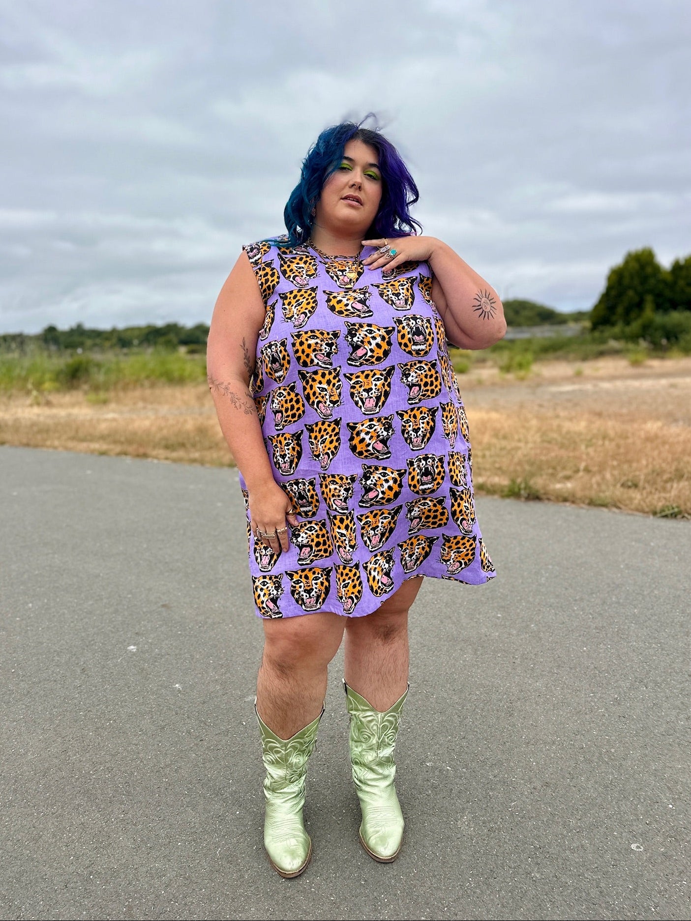 Linen Romy Dress Cheetah Head