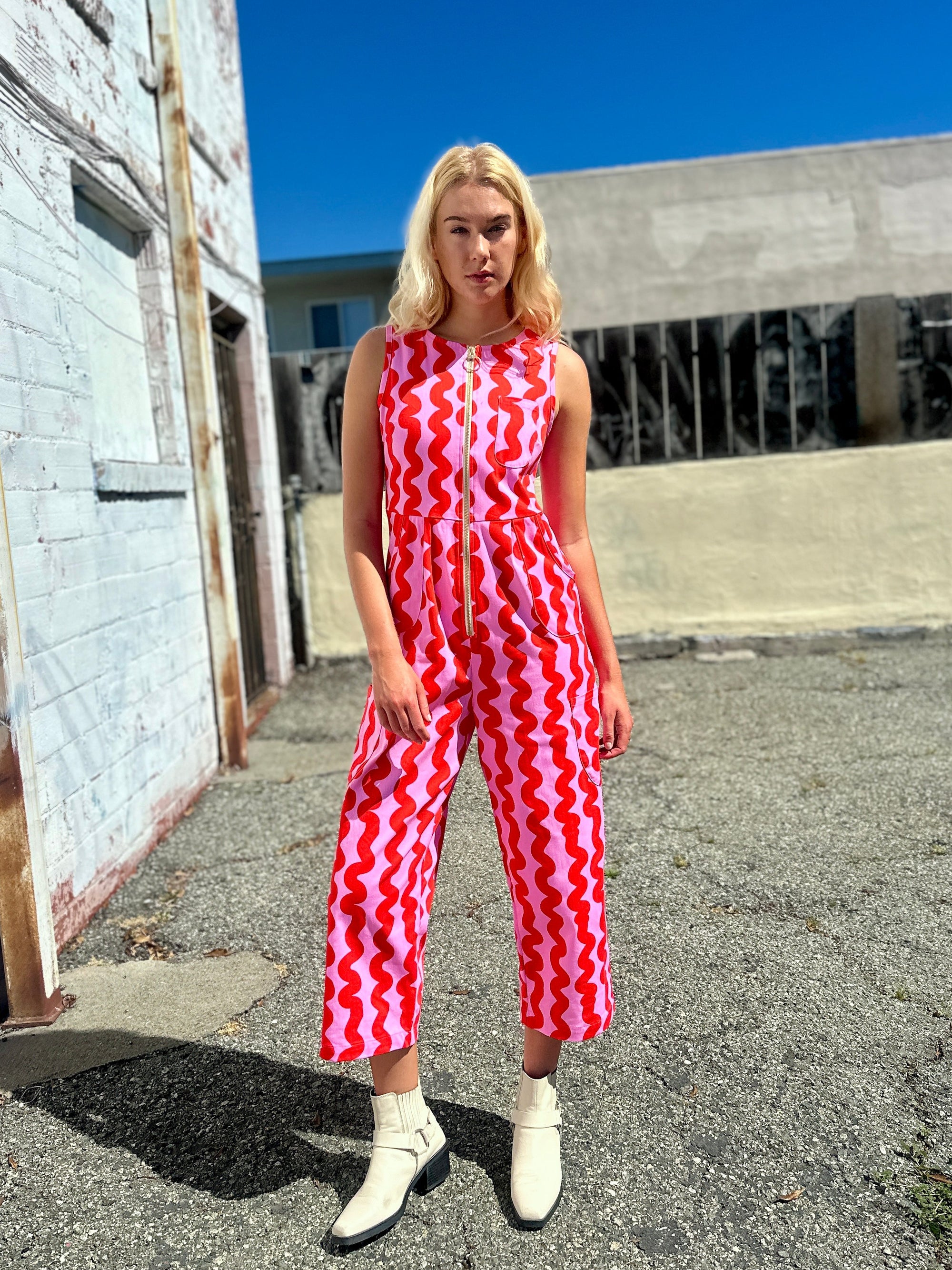 Lucky Jumpsuit Pink Squiggle