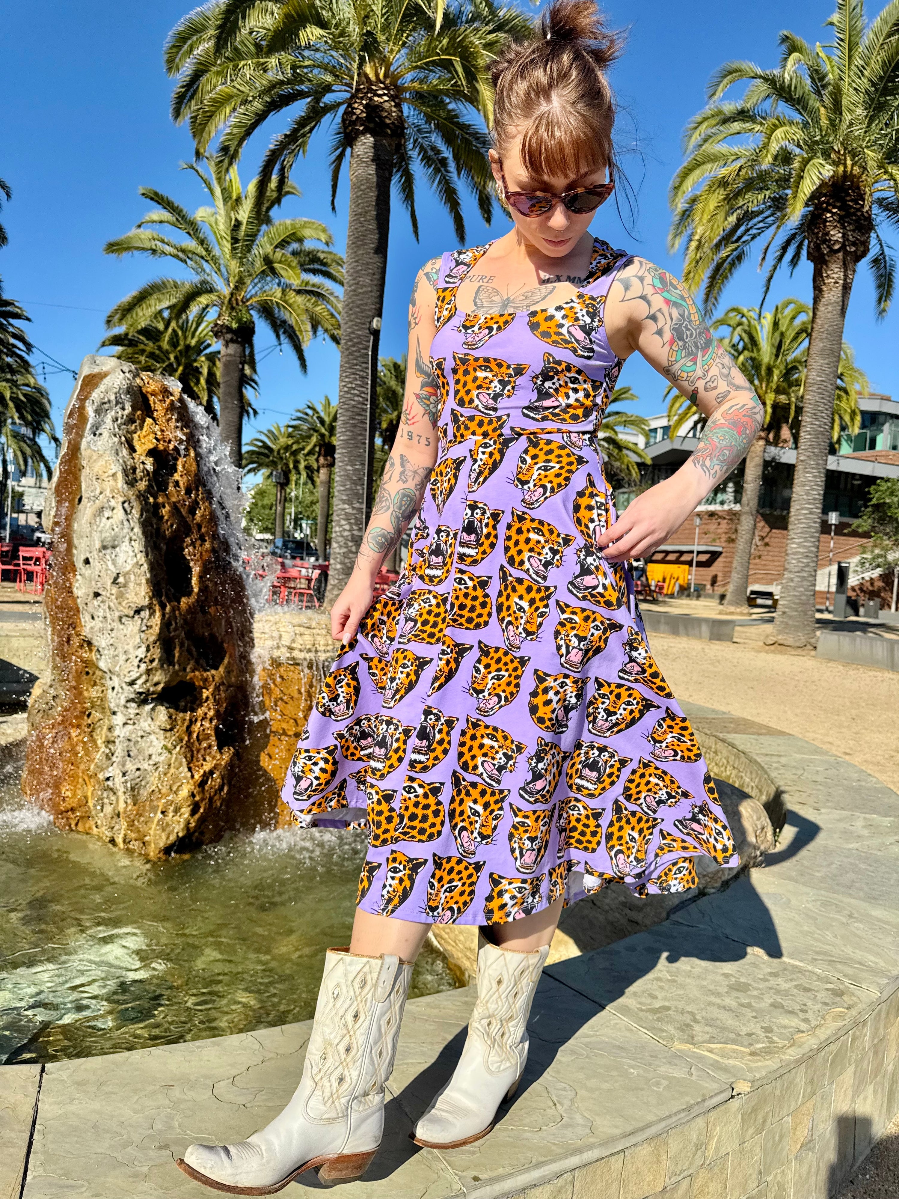 Picnic Dress Cheetah Head