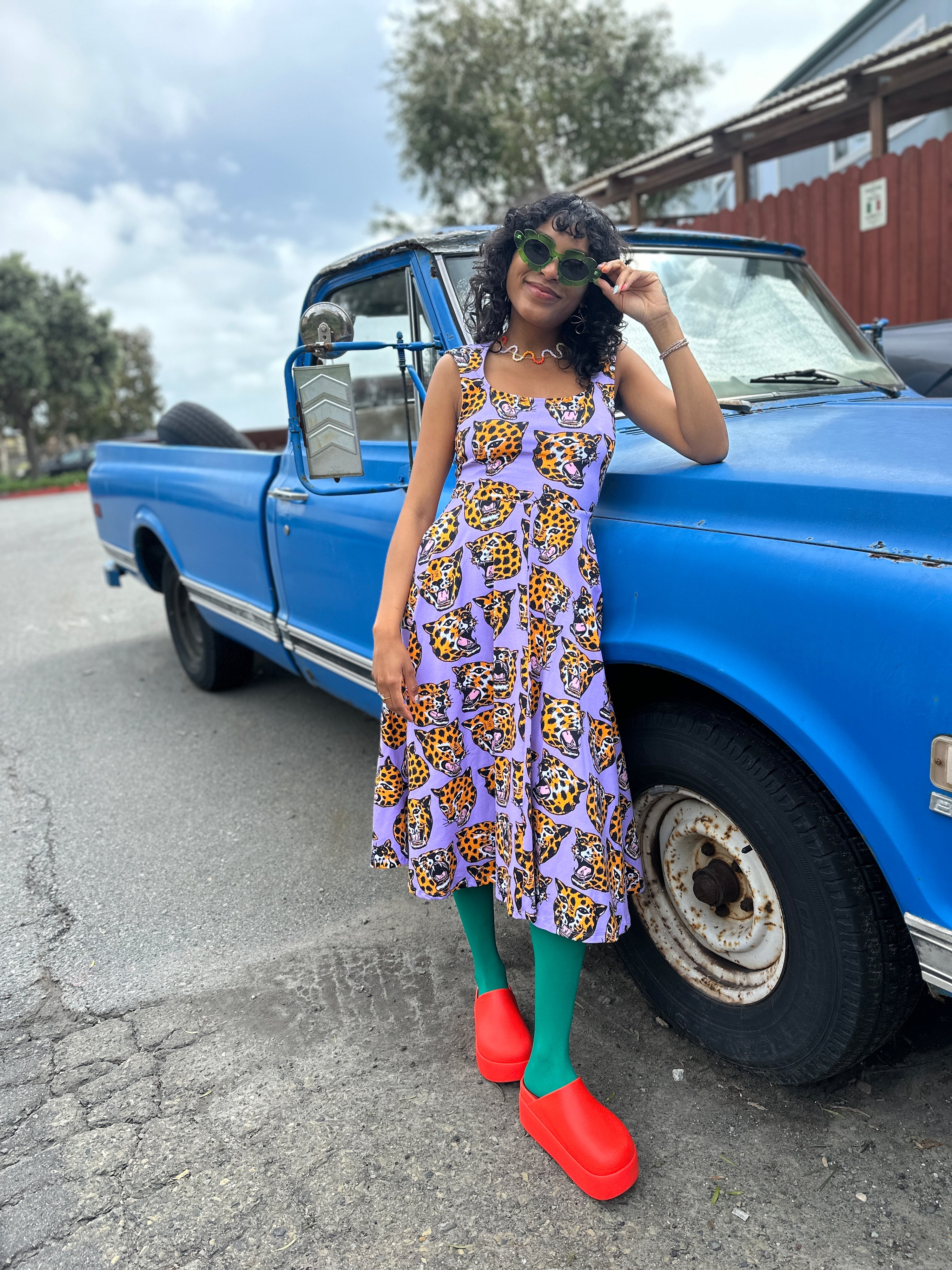 Picnic Dress Cheetah Head