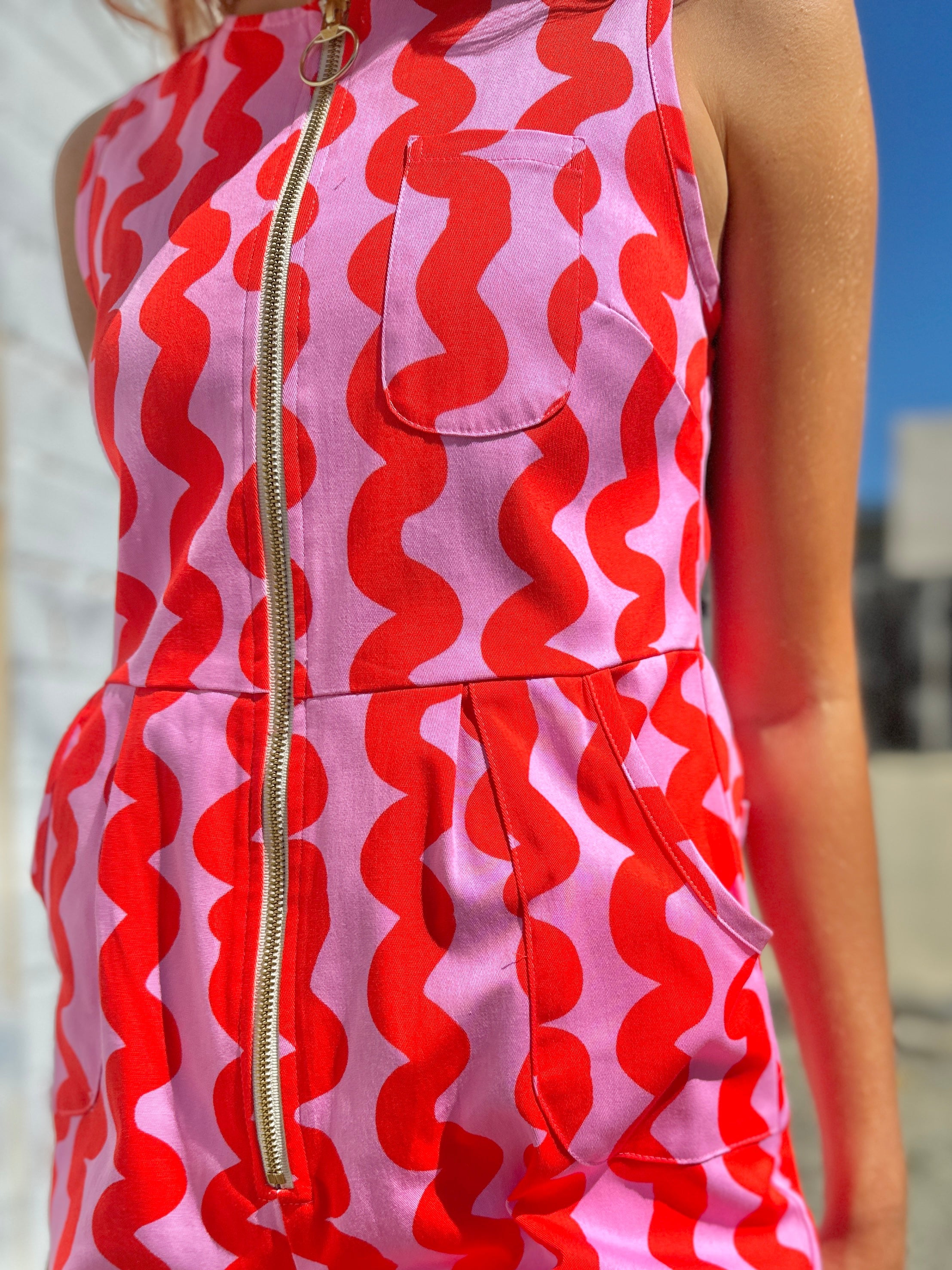 Lucky Jumpsuit Pink Squiggle