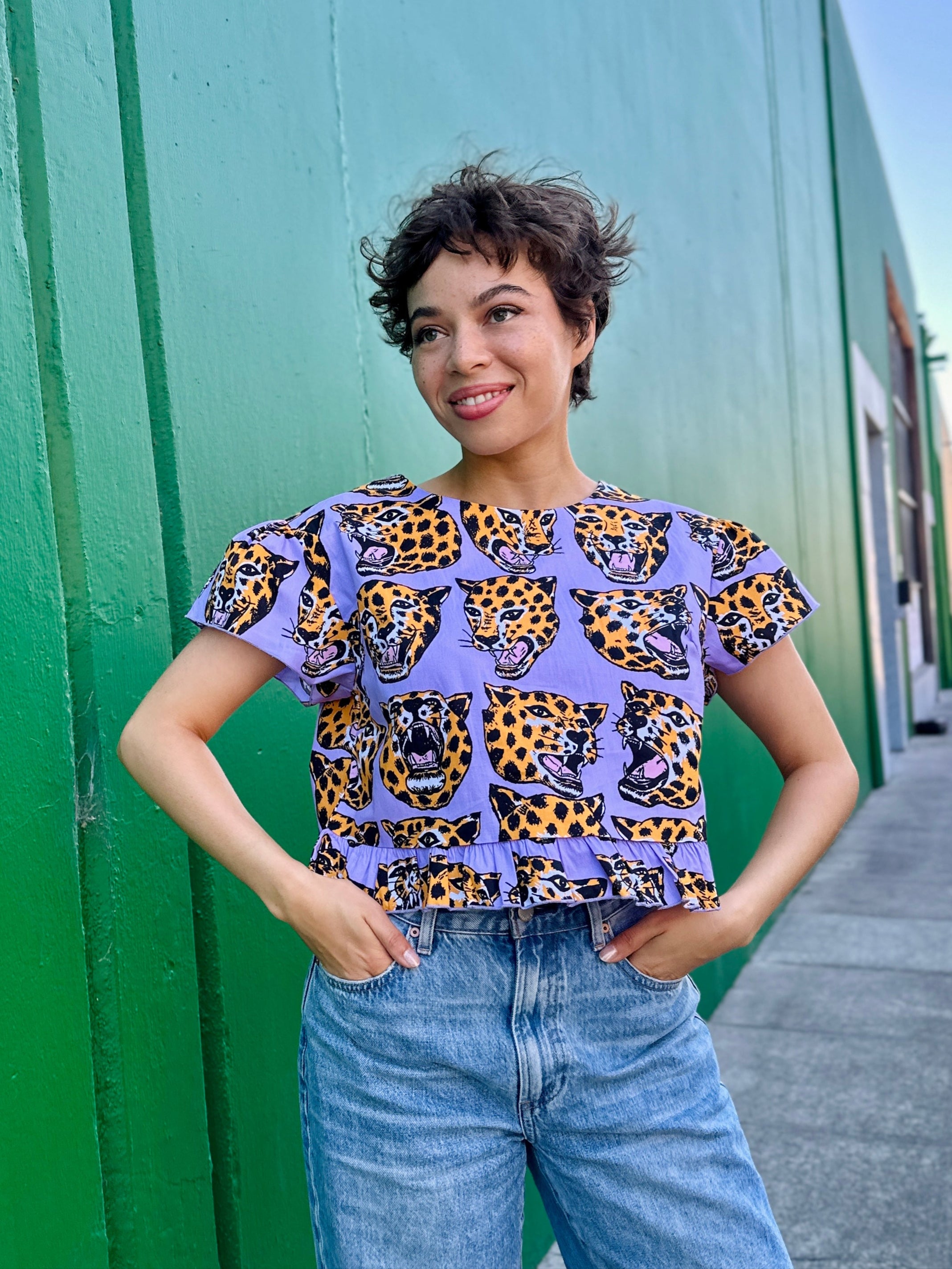 Gail Top Cheetah Head