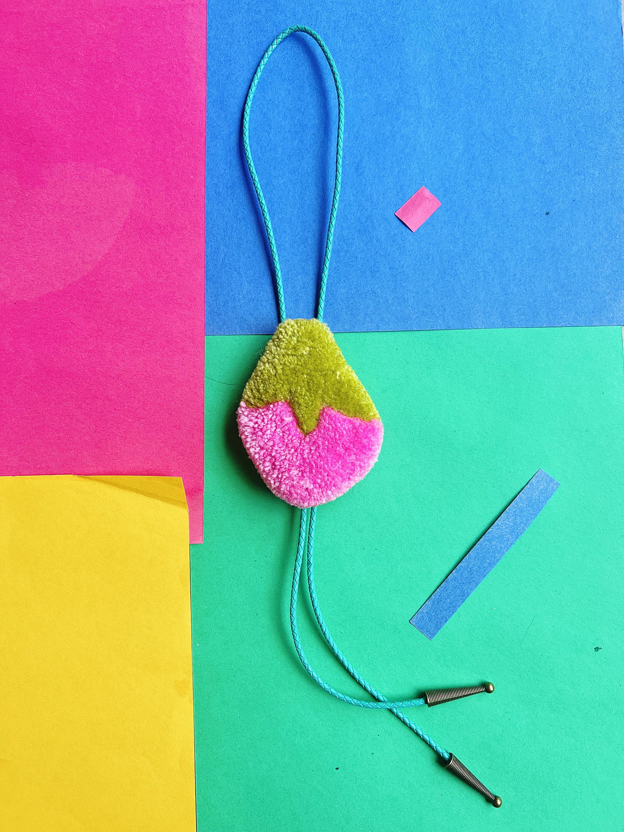 Strawberry Tufted Bolo Tie - Light Pink