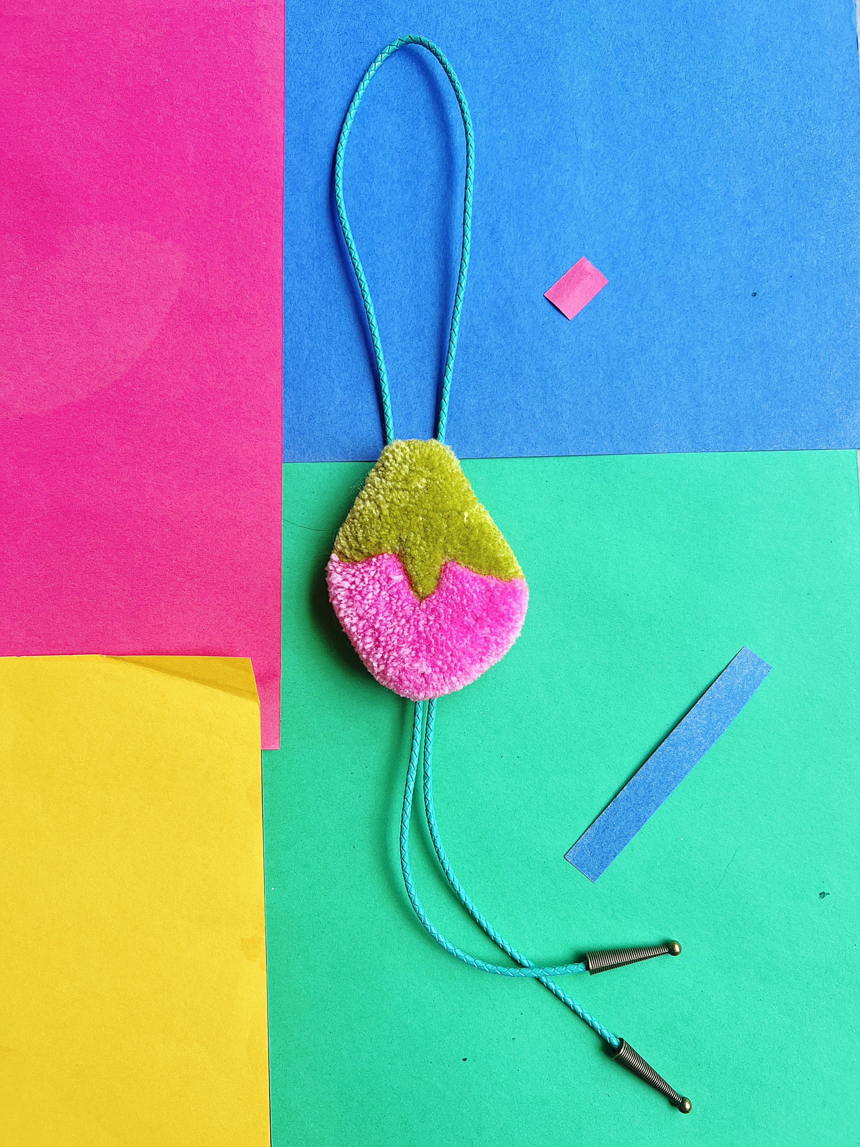 Strawberry Tufted Bolo Tie - Light Pink