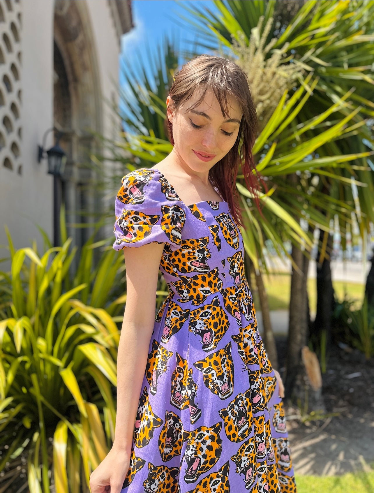 Linen Princess Dress Cheetah Head