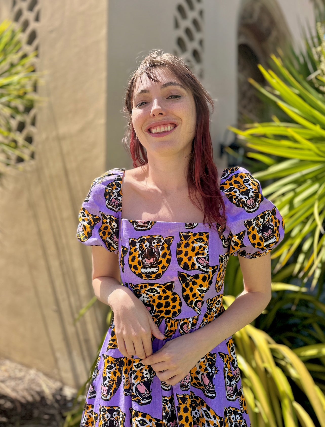 Linen Princess Dress Cheetah Head