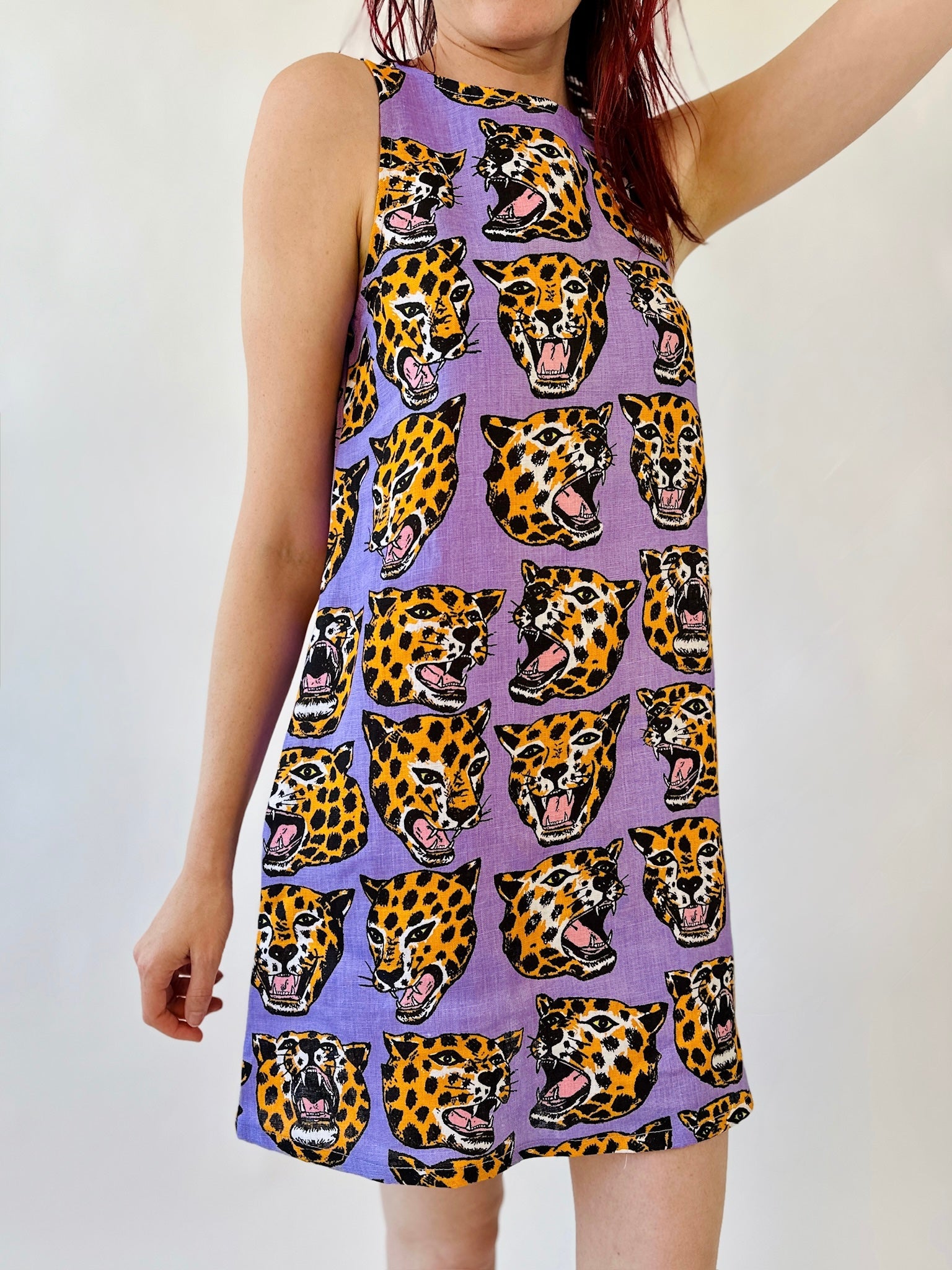Linen Romy Dress Cheetah Head