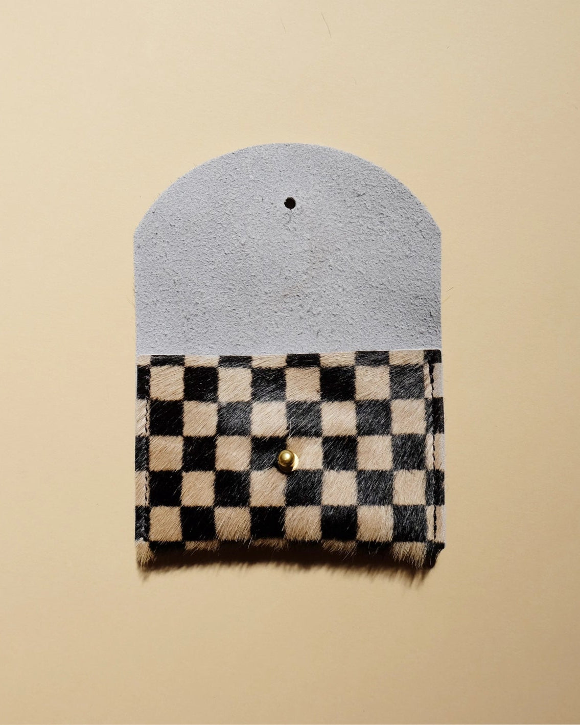 Cardholder - Tan Checkered Hair On Hide